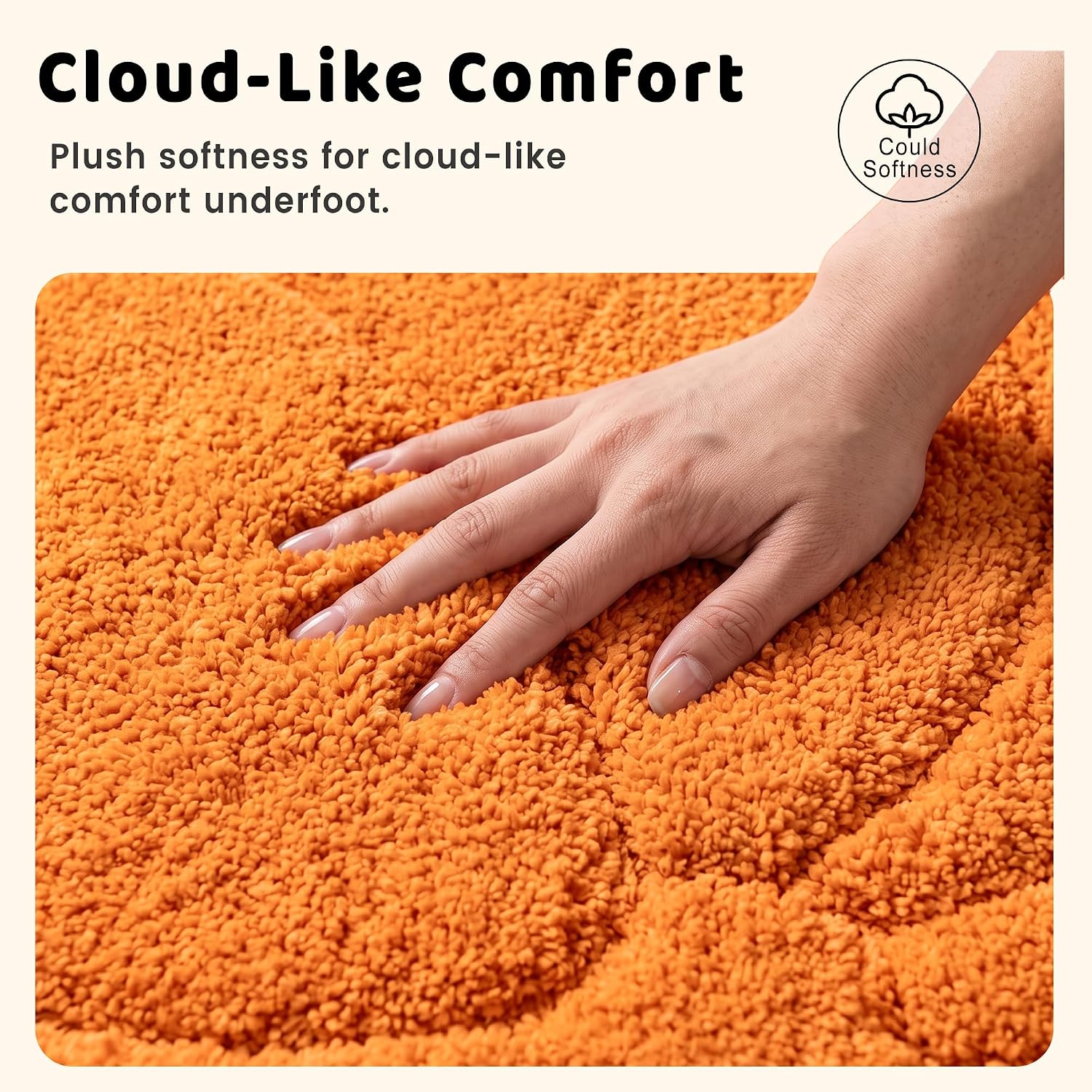 Cute Pumpkin Shaped Bath Mat-3D Tufted Fall Rug with Brown Stem, 22"x25.5" image 4