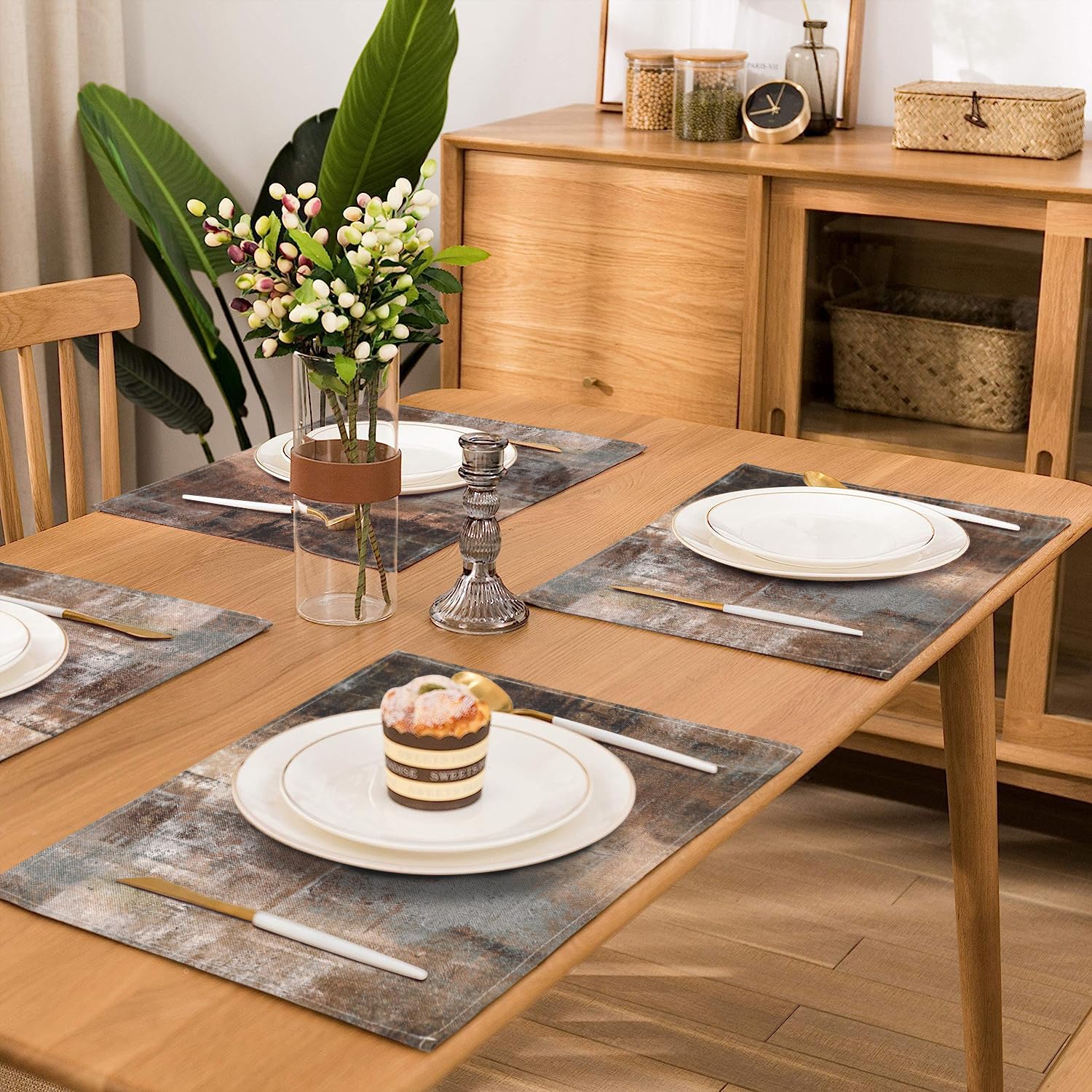 6 Sets De Table En Vinyle Métallique Mausouca - Lavables, Résistants à La Chaleur - 45x33cm