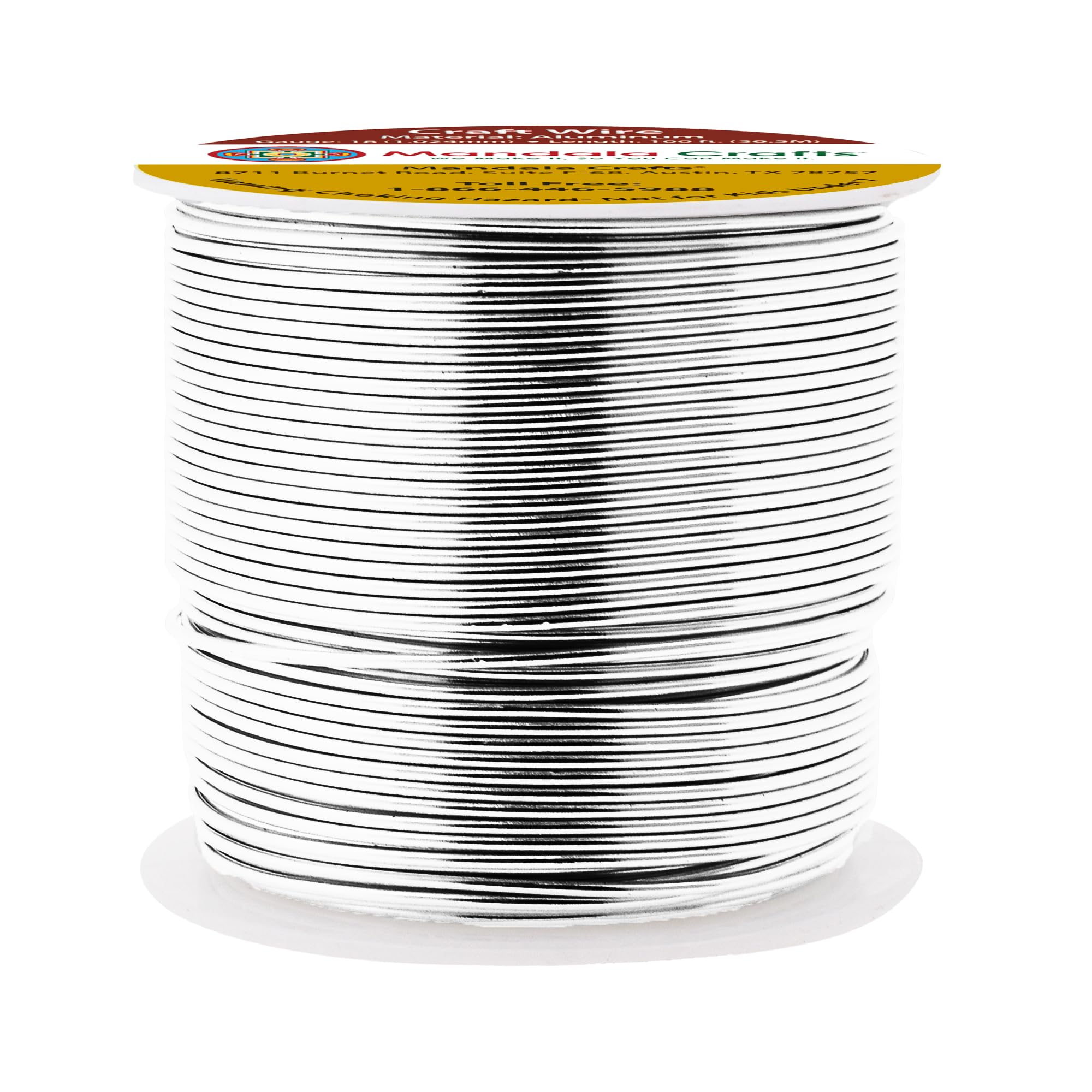 Mandala Crafts 18 Gauge Anodized Aluminum Craft Wire for Jewelry Making - 100 FT Colored Flexible Silver Wire - Bendable for Bonsai Armature Crafting Sculpting
