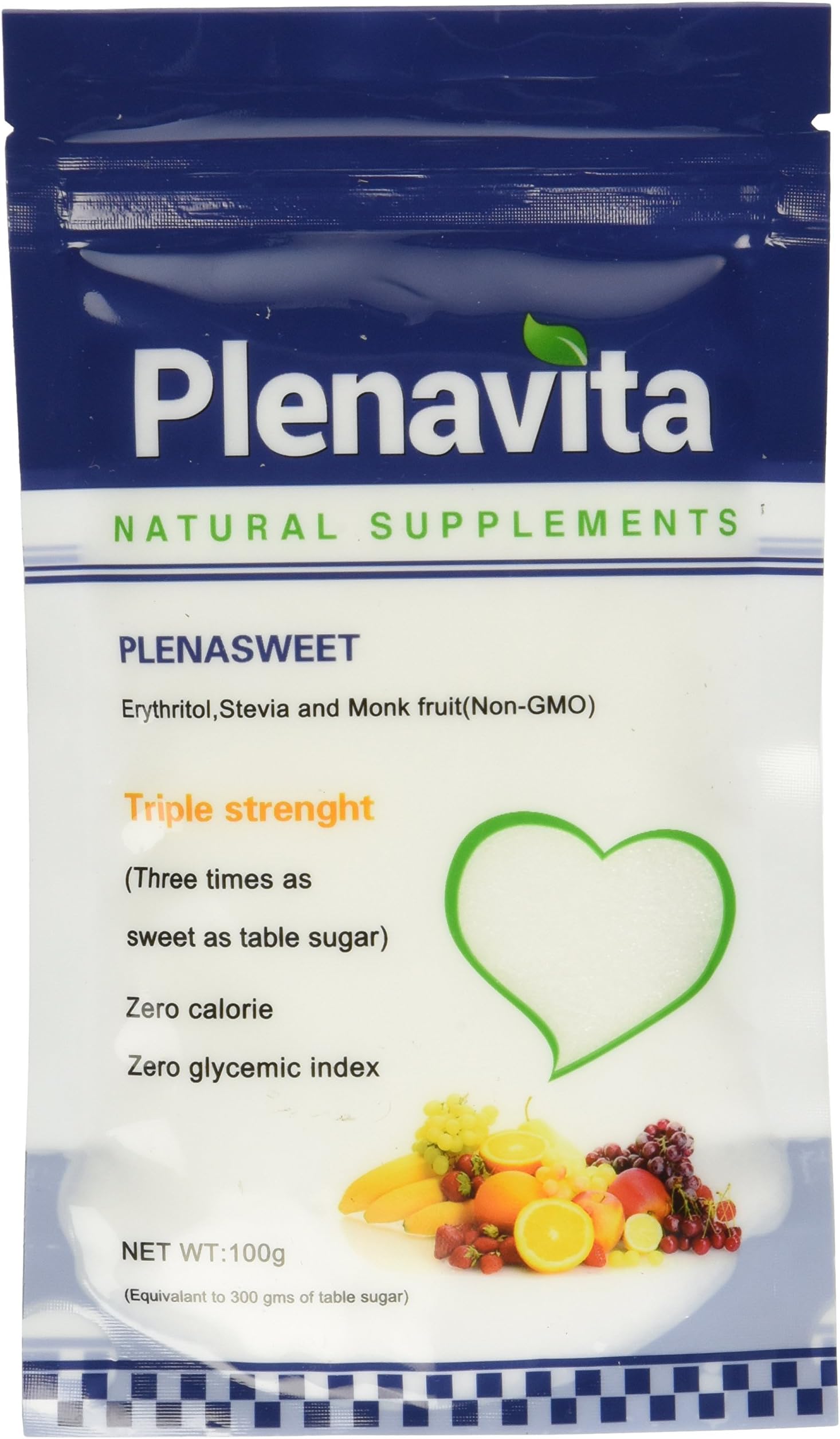 Natural Sweetener Monkfruit,Erythritol,Stevia No Artificial Ingredients,Safe for Diabetics,3Times As Sweet As Table Sugar, 100% Sugar Free,No After Taste,Zero Calories, Zero Glycemic Index and Non GMO