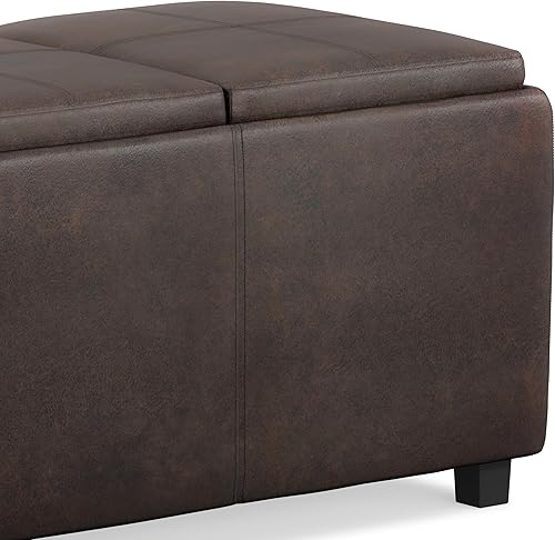 Miniatura 318 de Otomana rectangular de almacenamiento de cuero sintético Simpli Home Avalon., Cuero, Marrón Azul,Marrón Chocolate,Cloud gris,Gris oscuro,Azul