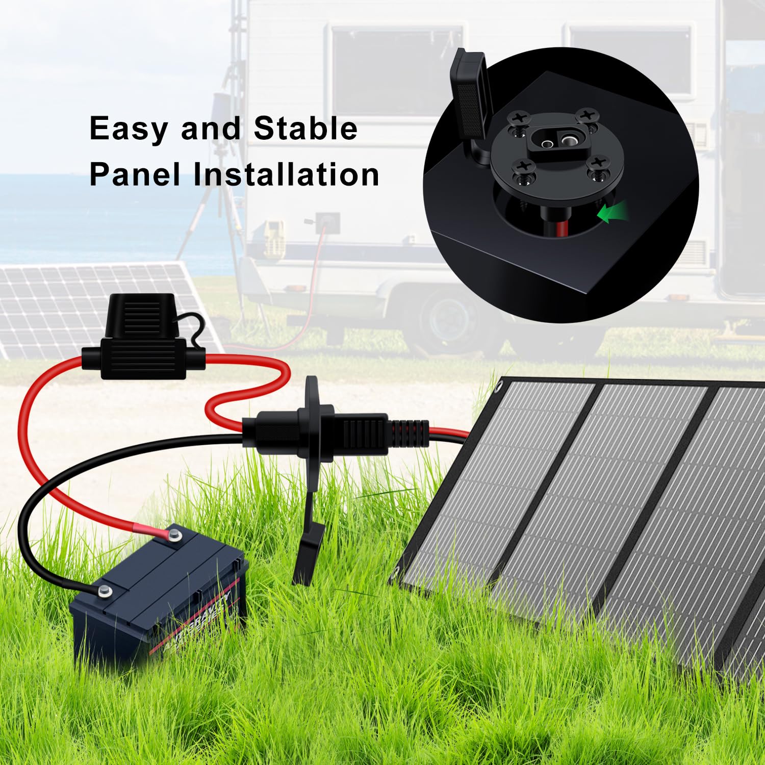 Port ściany bocznej do gniazdka elektrycznego SAE 10 AWG ładowarka ze złączem SAE 12V24V Kabel do akumulatora motocyklowego SAE do akcesoriów solarnych, motocykli samochodowych (1 m)