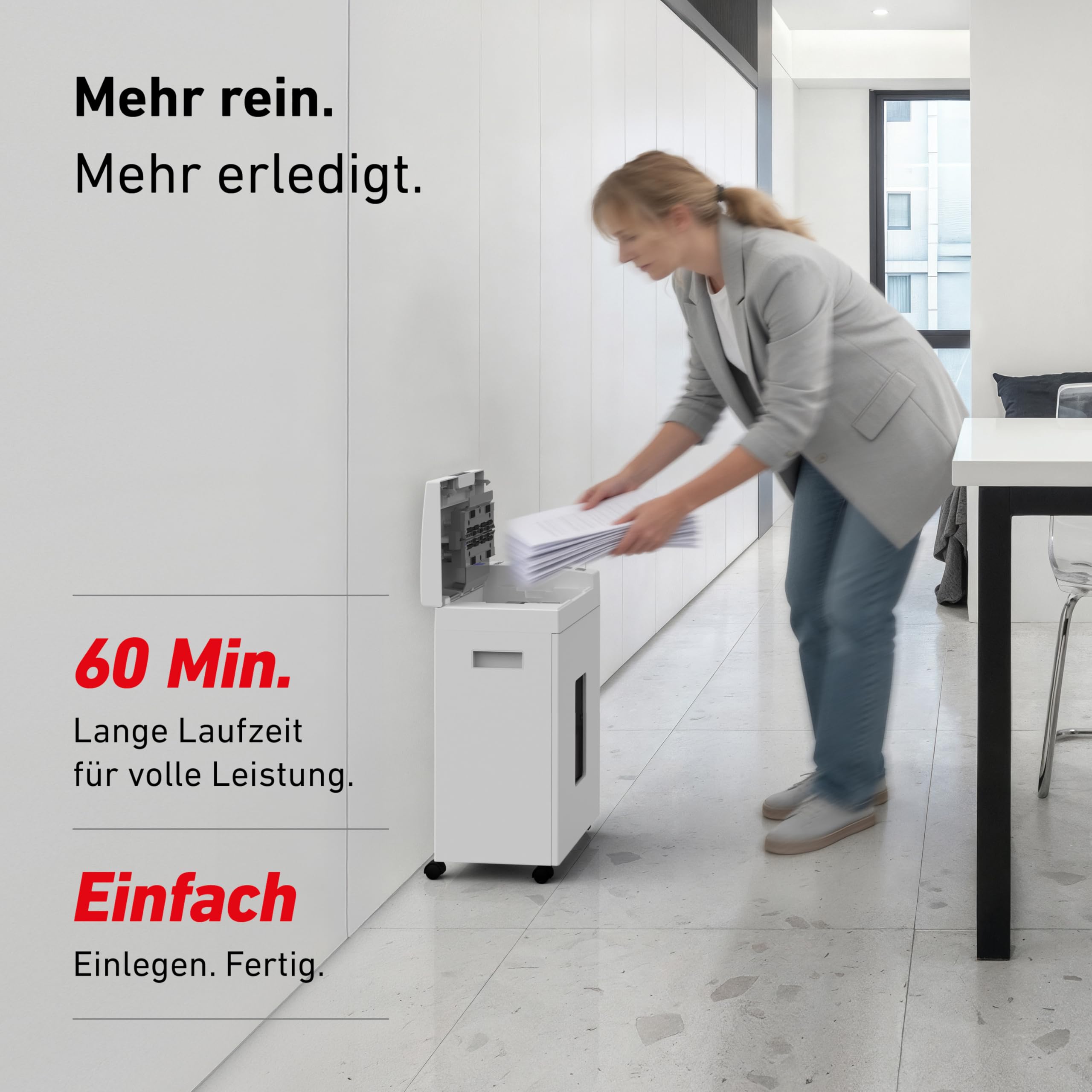Autofeed Aktenvernichter IDEAL Shredcat 8292, 200 Blatt Papierstapel mit automatischem Einzug schreddern, 10 Blatt manuell, Partikelschnitt P4, leiser Betrieb – spart Zeit im Büro, Verwaltung, Schulen