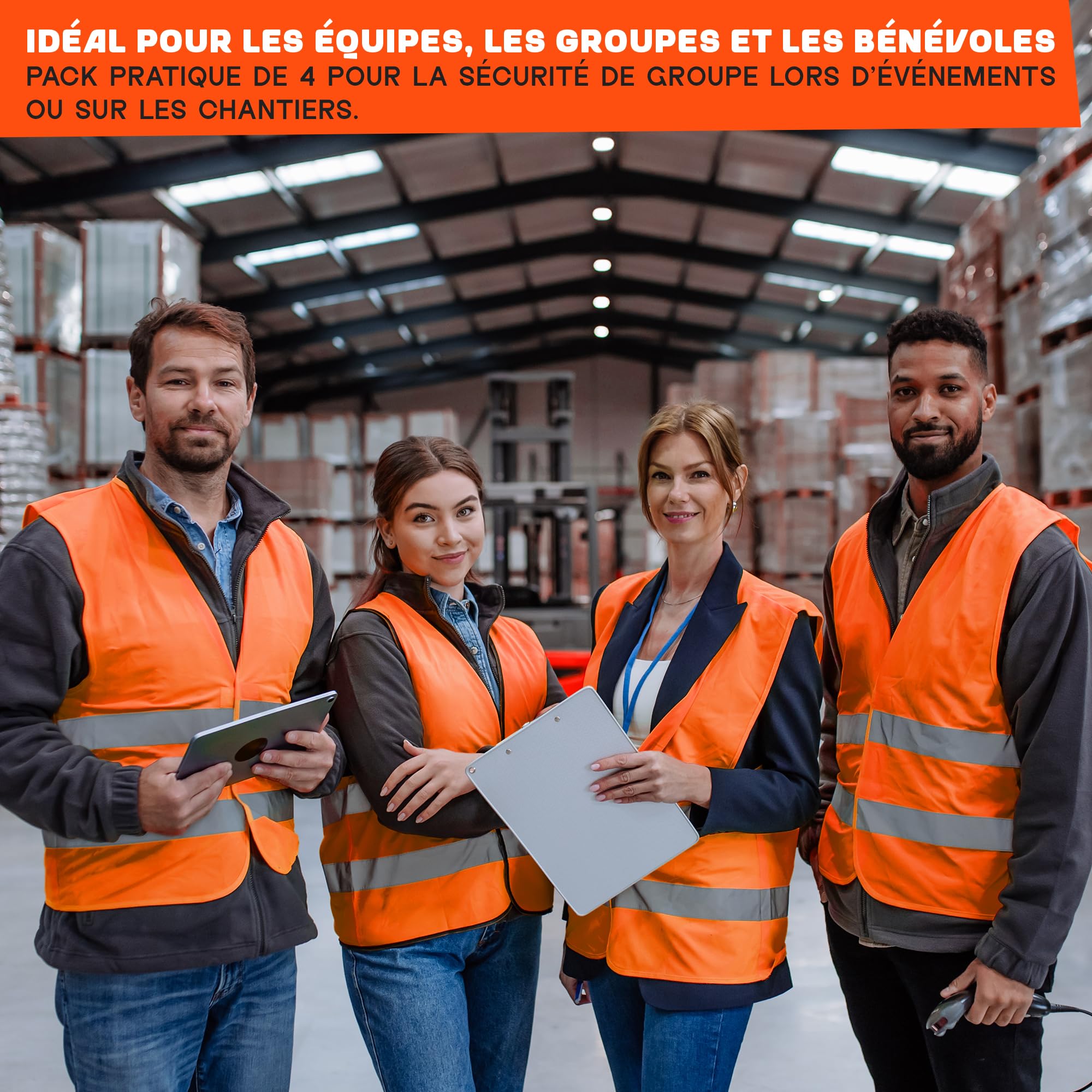 MAZALAT work wear Gilet securite 4 & 10 pièces pour Hommes & Femmes – Conforme aux Normes en ISO 20471 & en ISO 13688 – léger & Respirant – Gilet reflechissant Velo, Veste de Chantier