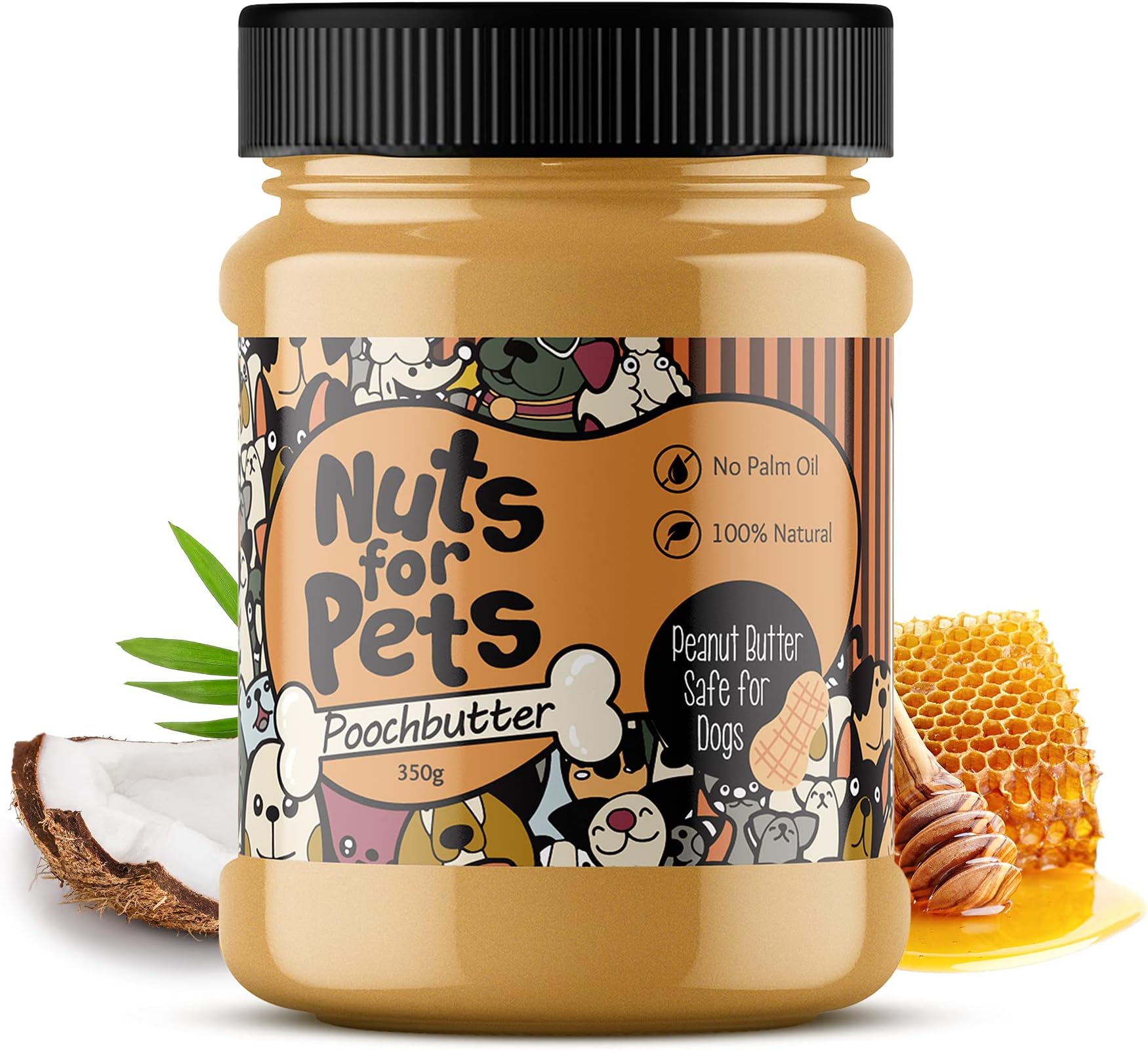 Poochbutter All-Natural Peanut Butter, Xylitol-free Dog Peanut Butter with Honey, No Salt, Sugar and Palm Oil, 350 grams