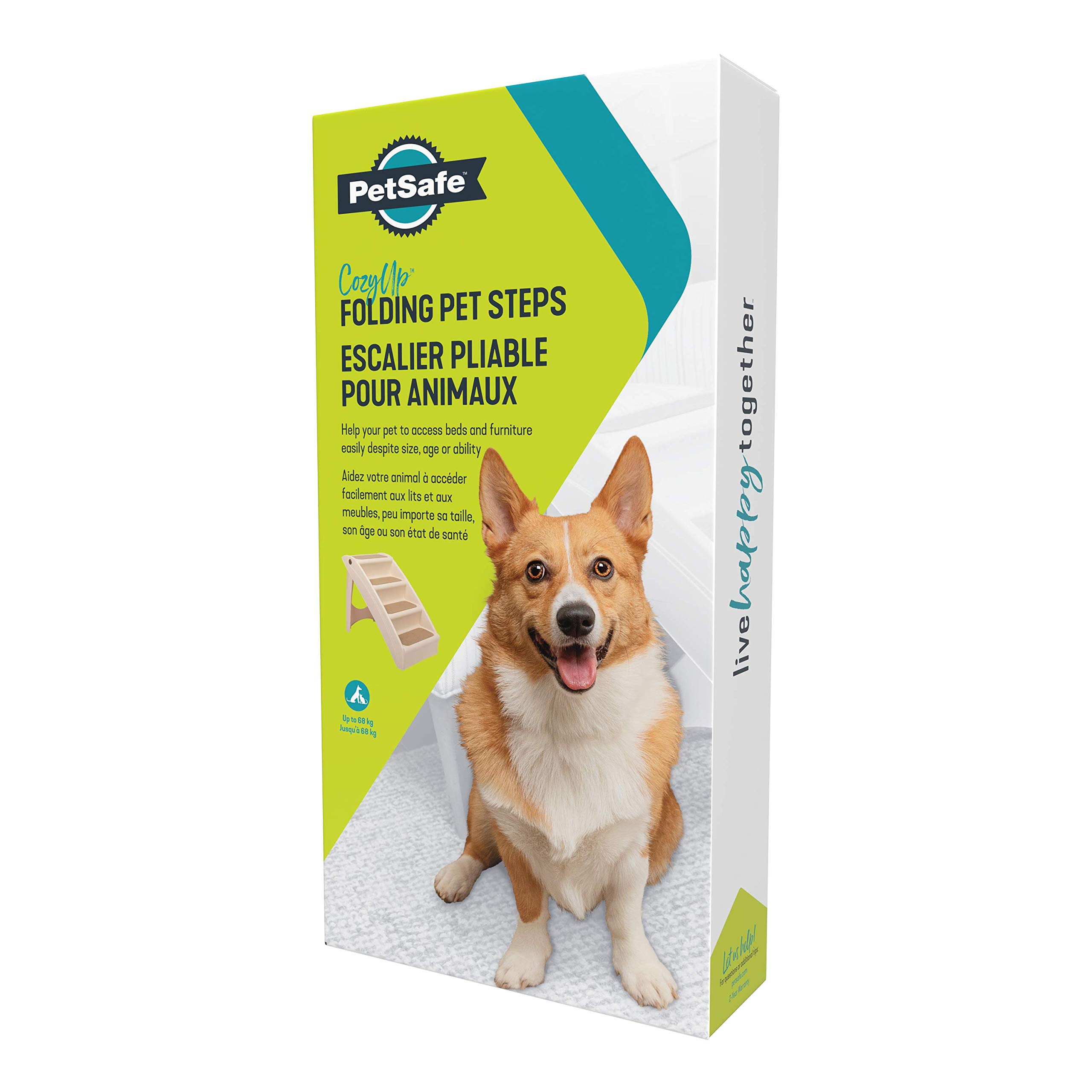 PetSafe CozyUp Klappbare Haustiertreppe, Mit Rutschfesten Stufen, Für Haustiere bis zu 68 kg, 51 cm Höhe, Größe L