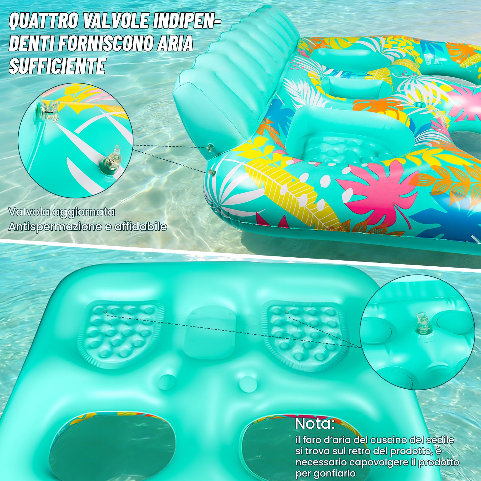 FORMIZON Materassino Gonfiabile Mare, Materassino Piscina 2 Posti, Tanning Pool Piscina Grande Abbronzante Gonfiabile con Ghiaccio Bar Borsa Termica Portabevande e Cuscino per Acqua Festa