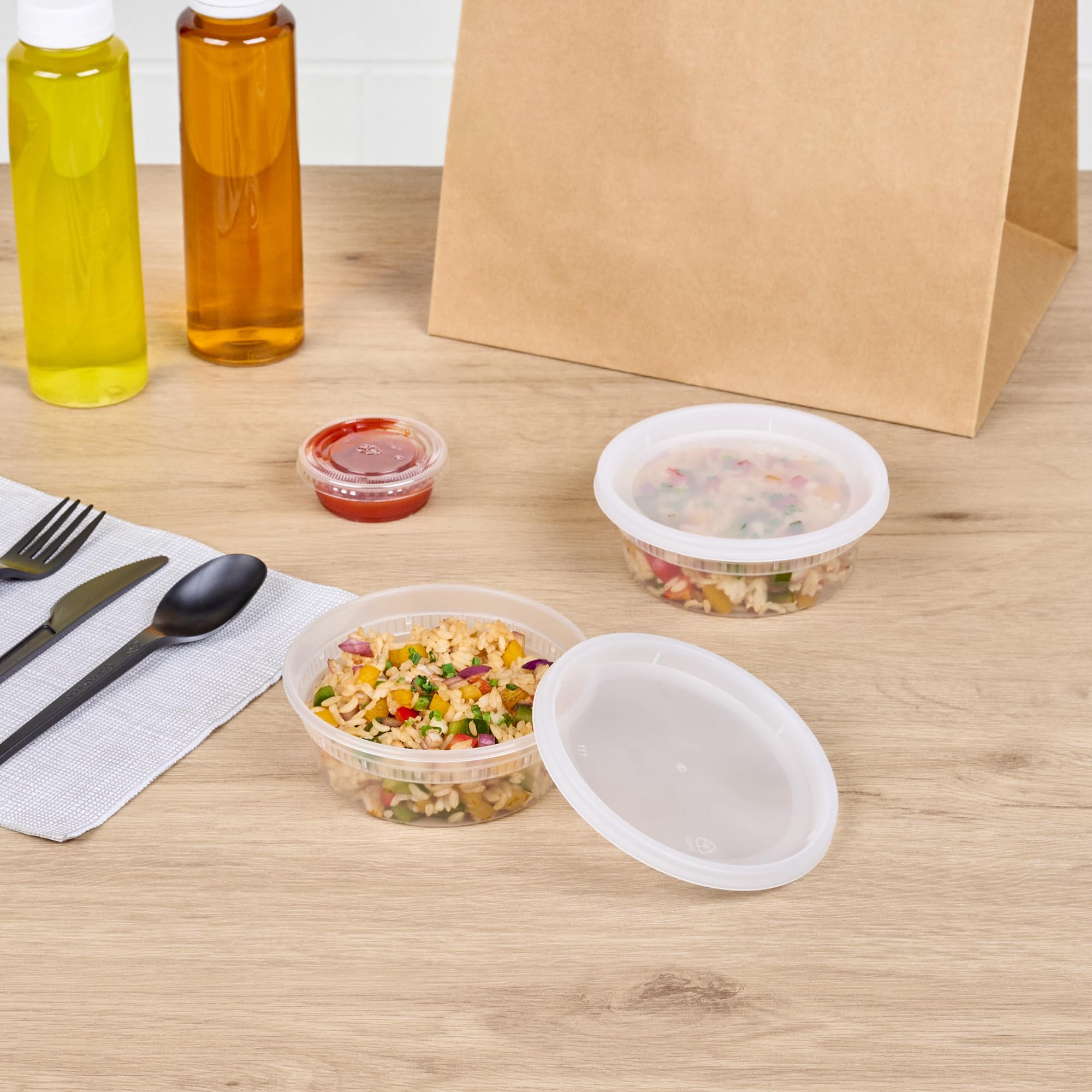 Restaurantware 339/Recipientes y tapas para sopa de sopa, 8 onzas, transparente