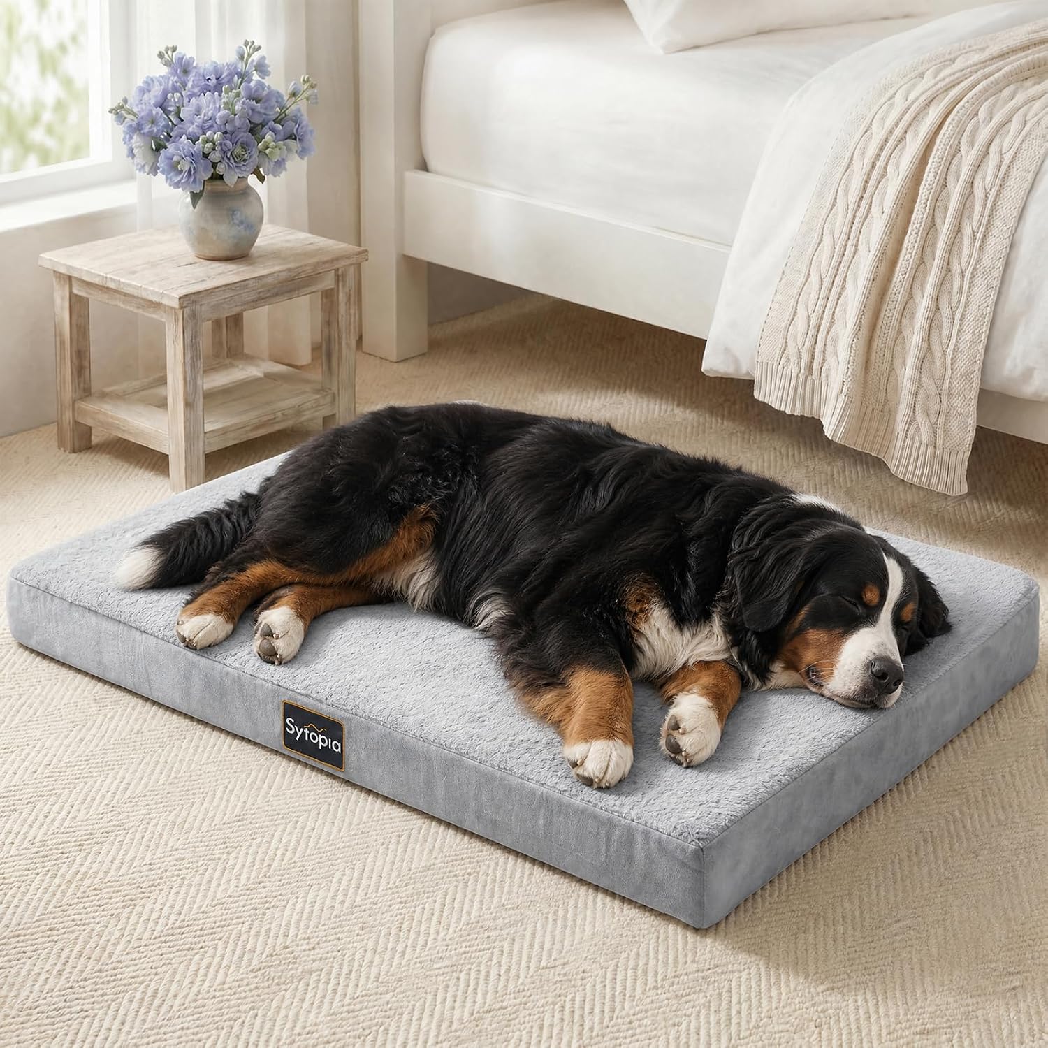 Sytopia Washable Orthopedic Dog Beds, Dog Crate Pad, 48″ Orthopedic Tough Dog Mats for Medium Dogs, Waterproof and Anti-Slip Bottom – XXL