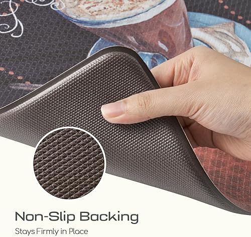 Vista 23 de ROSMARUS Tapetes de cocina para piso, juego de 2 piezas, tapetes acolchados antifatiga, impermeables, fáciles de limpiar, cómodos tapetes de pie