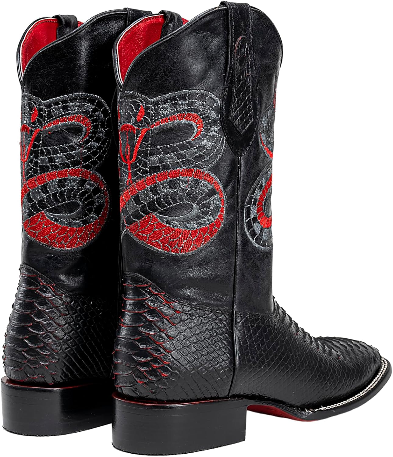 Joe Boots Exotic Python Leather Print Men's Western Boot: Square Toe Cowboy, Rodeo Boots Bi-tone - Image 6