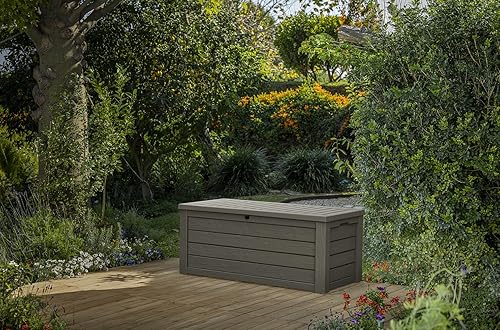 Miniatura 3 de Keter Westwood - Caja de almacenamiento grande de resina de 150 galones para muebles de patio, cojines de exterior, herramientas de jardín y Marrón