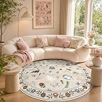 AIMPEAK Pink Area Rugs 3x5 Small Thin Entryway Rug - Vintage Boho Cat Animal Washable Non-Slip Living Room Carpet Soft Low Pile Bedroom Floor Mat Indoor for Nursery Girls Room Playroom, Pink Multi