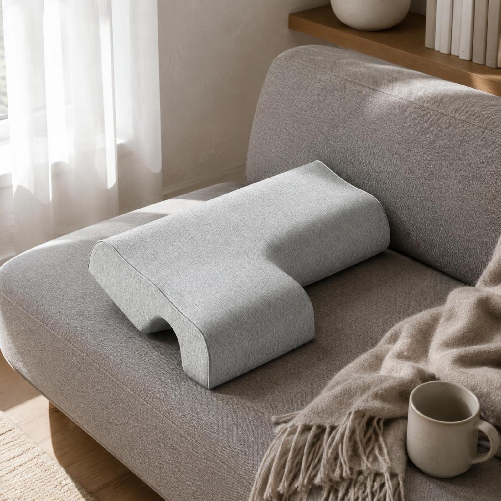 Cuscino per Coppie Antiformicolio Ortopedico Memory con Scelta Lato Destro Sinistro per, Grigio Scuro - Modello Braccio Sinistro, Cuscino Per Coppia 80 48 11cm