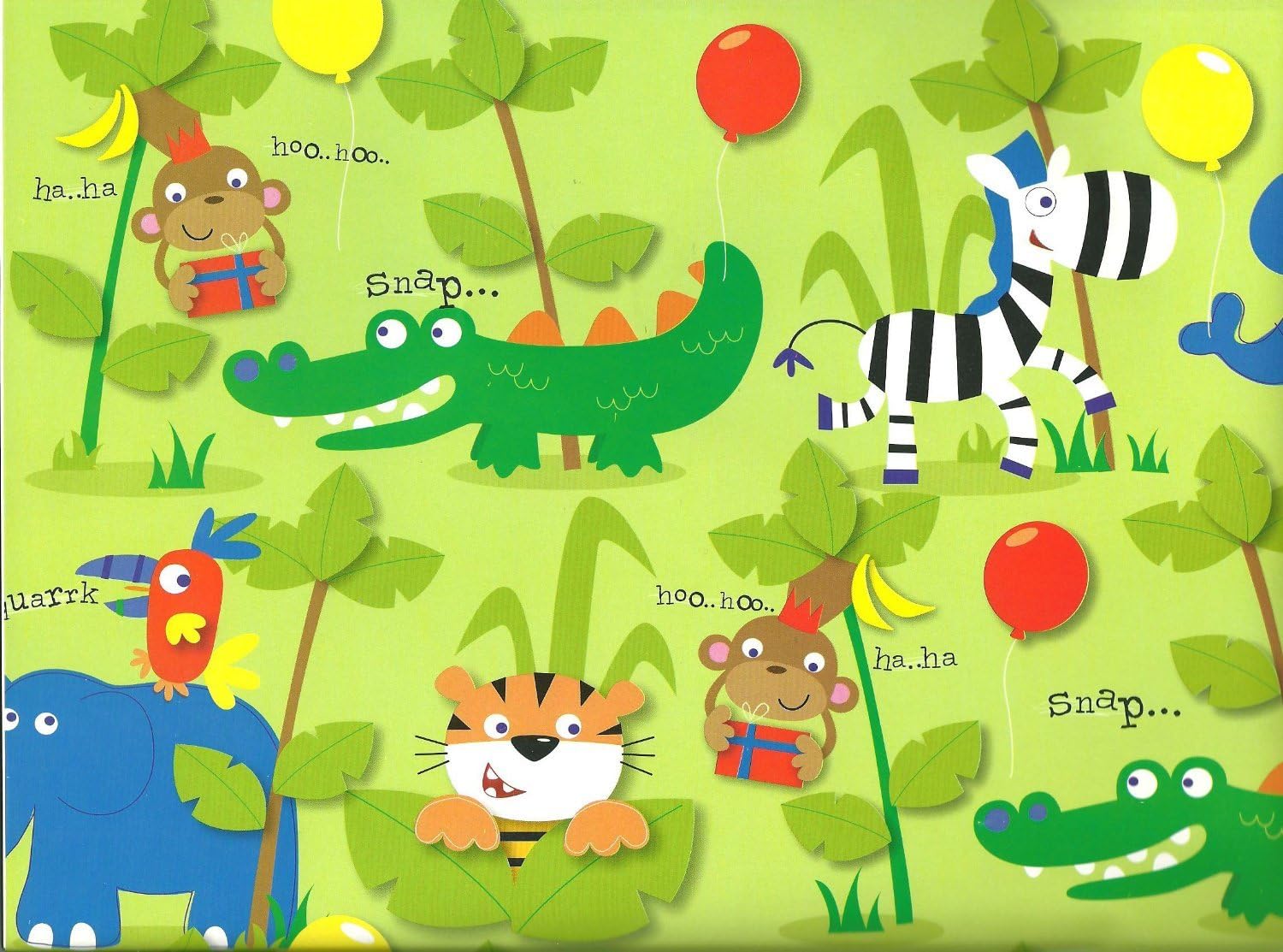 Gift Wrap in a Jungle Theme for a Young Child Including Gift tag/s. Luxury Wrapping Paper for a Gift for a Small Child who Loves Animals! (5 Sheets 2 Tags)