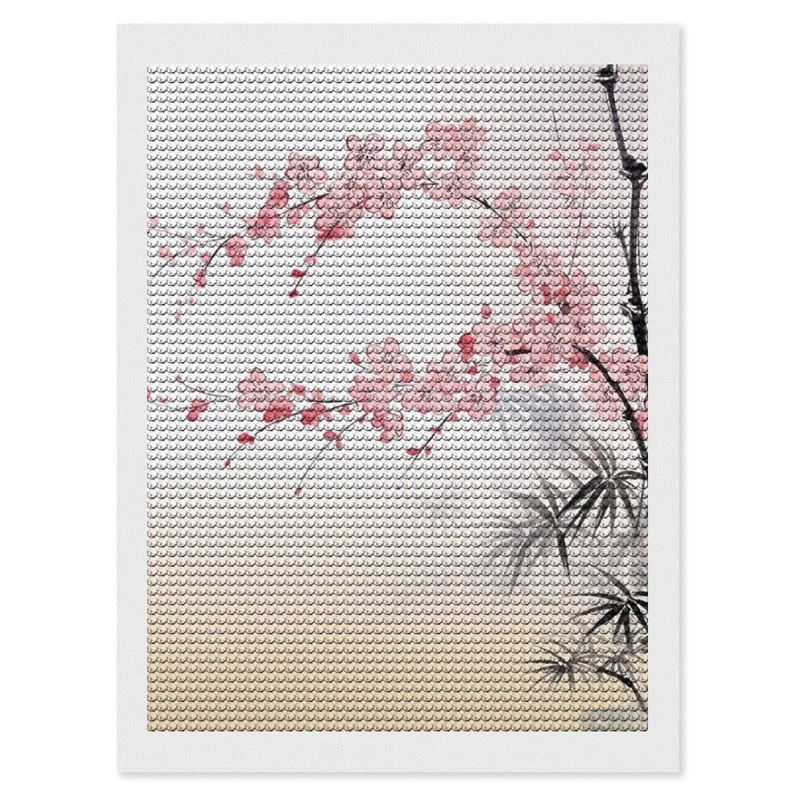 FodPand Diamond Art Kits for Adults, 5D Aurora Diamond Painting Kits for Beginners, Cherry Blossoms DIY Full Drill Dots Gem Art Paint Crafts for Home Wall Decor 12"x16"
