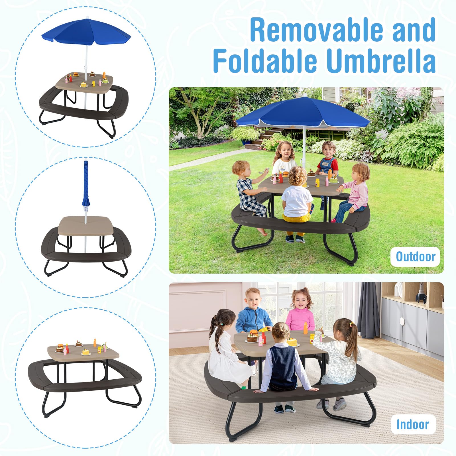 Little Tikes Picnic Table With Umbrella HONEY JOY Kids Picnic