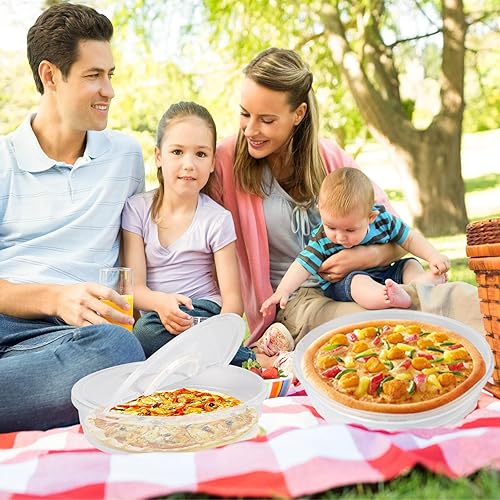 Miniatura 6 de Paquete de 2 recipientes de almacenamiento de alimentos de 12 pulgadas con tapa y asa, reutilizable, 2 compartimentos, contenedor de almacenamiento