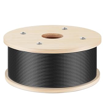 WAYSKA 500FT 3/16" Black Stainless Steel Cable, T316 Marine-Grade Black Wire Rope 1x19 Strands for Indoor, Outdoor, Deck, Balcony and Stairs Railing Systems