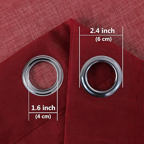 Miniatura 4 de DWCN - Cortinas de gasa transparente, estilo lino, con ojales, diseño de lino, para sala de estar, juego de 2 paneles