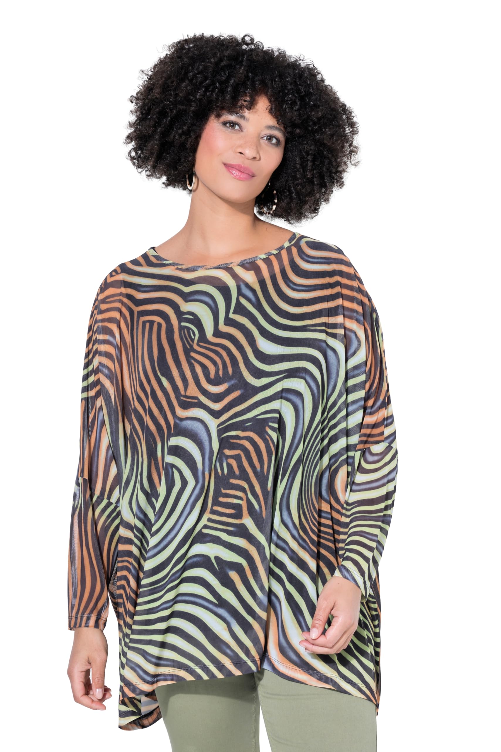 Angel of Style Damen große Größen Übergrößen Plus Size Bluse, Oversized, Mesh, Wellenmuster, blickdichtes Top 849475