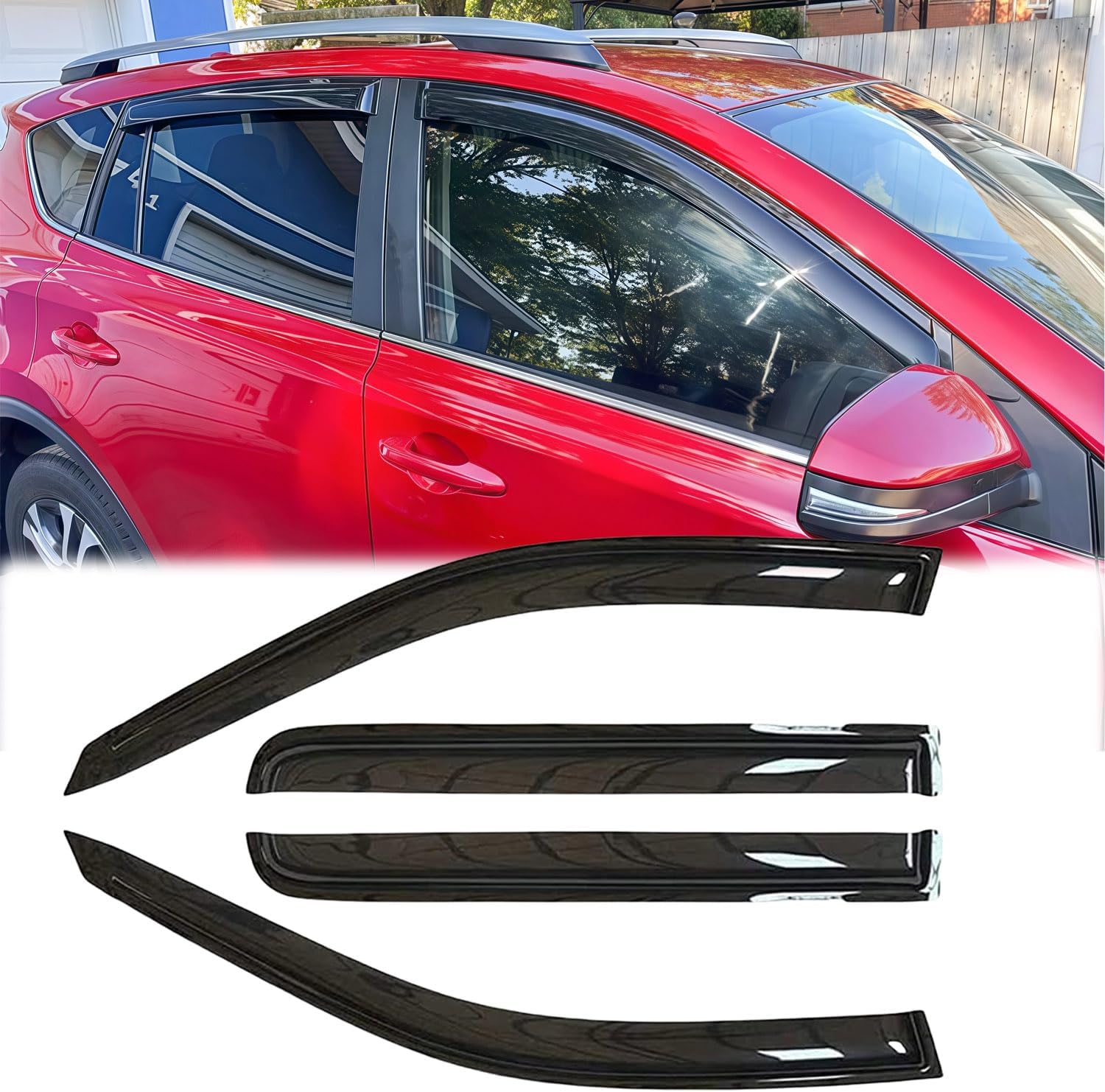 Rainproof Side Window Wind Deflectors for 2008-2011 Ford Focus Sedan, Tape-on Sun Rain Guard Sets,Nice Looking Window Visors for Cars,Vent Deflector for 08-11 Ford Focus Sedan 94968 2008-2011 Focus Sedan