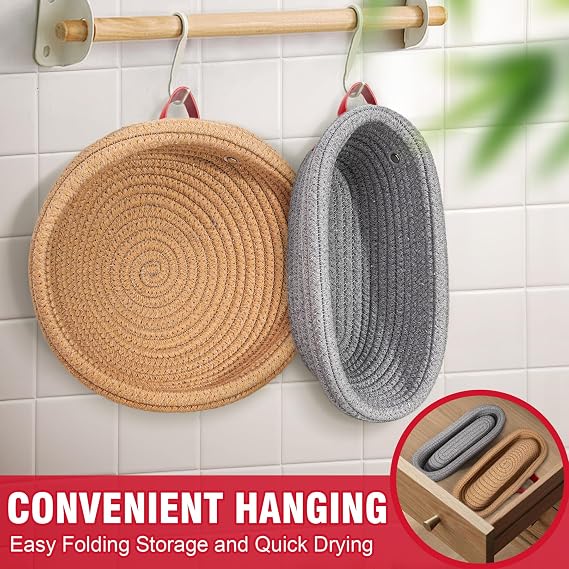 Banneton Proofing Basket, 9 Round & 10 Oval Sourdough Bread Proving Basket with Liner & Cover | Cotton Rope Sourdough Starter Baskets Baking Accessories, Artisan Baking Gifts for Women, Wife, Bakers
