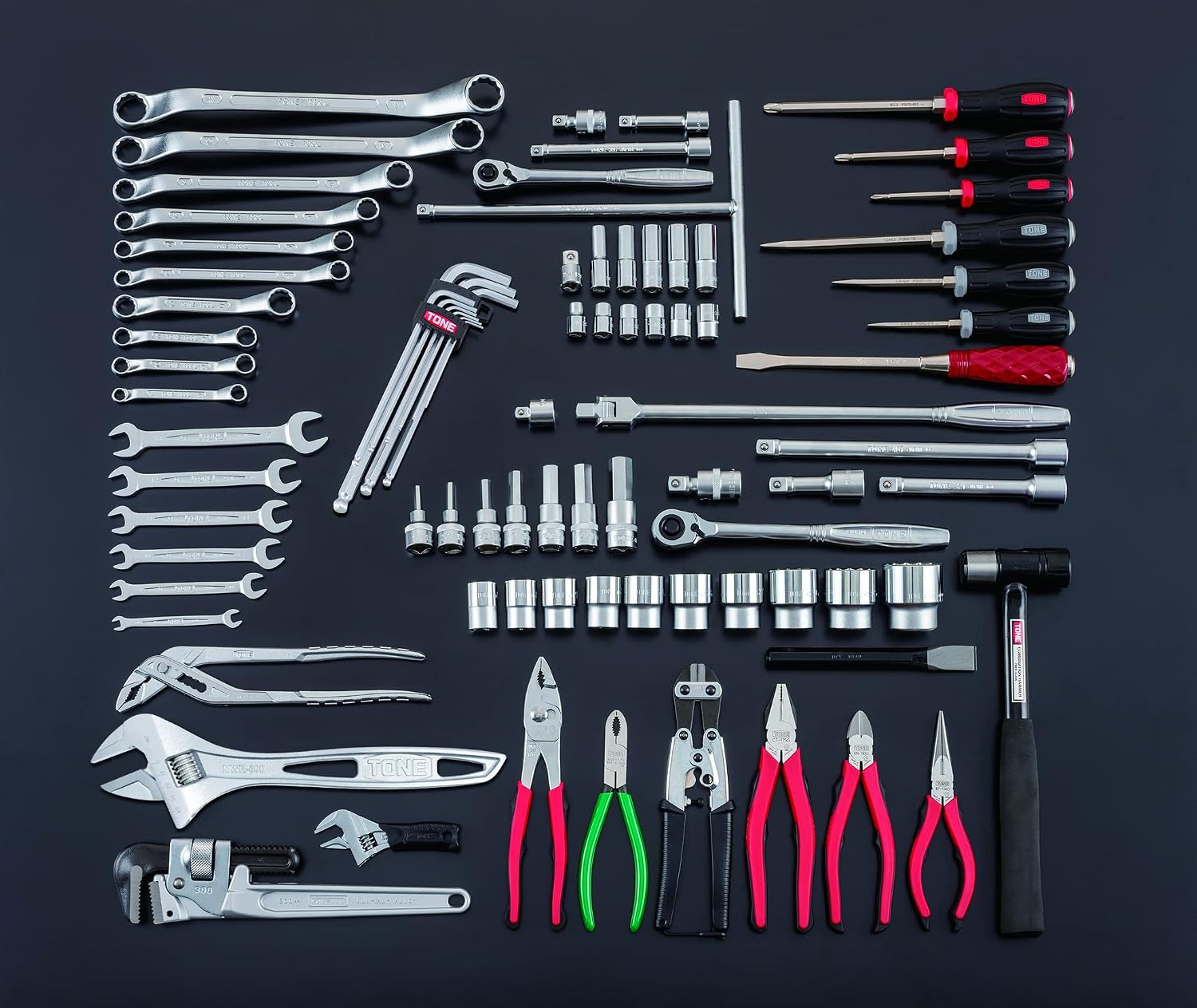 TONE Tool Set TSXT950 3/8"&1/2" Inch Drive Red 87-Piece