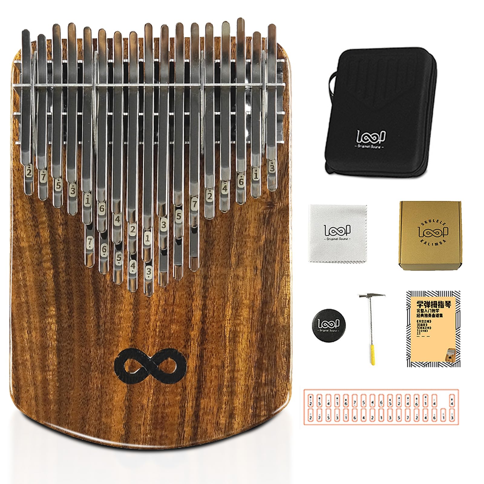 Kalimba Daumenklavier 42 Tasten - Tragbares Fingerpiano mit Stimmhammer, Anleitung & Tasche, Ideales Geschenk für Anfänger & Profis, Massives Akazienholz