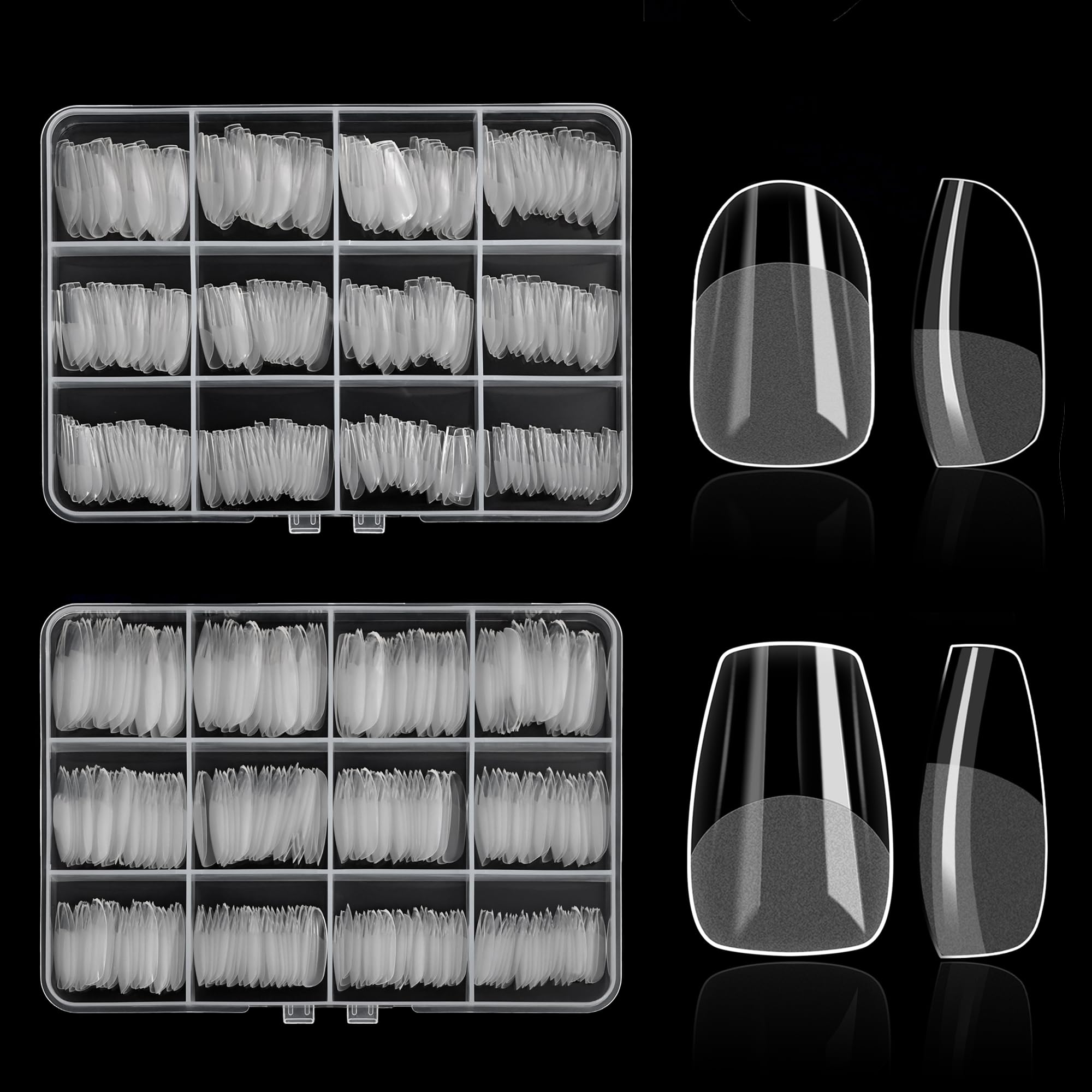 1000 Nail Tips - Clear False Nails for Salon & DIY -9