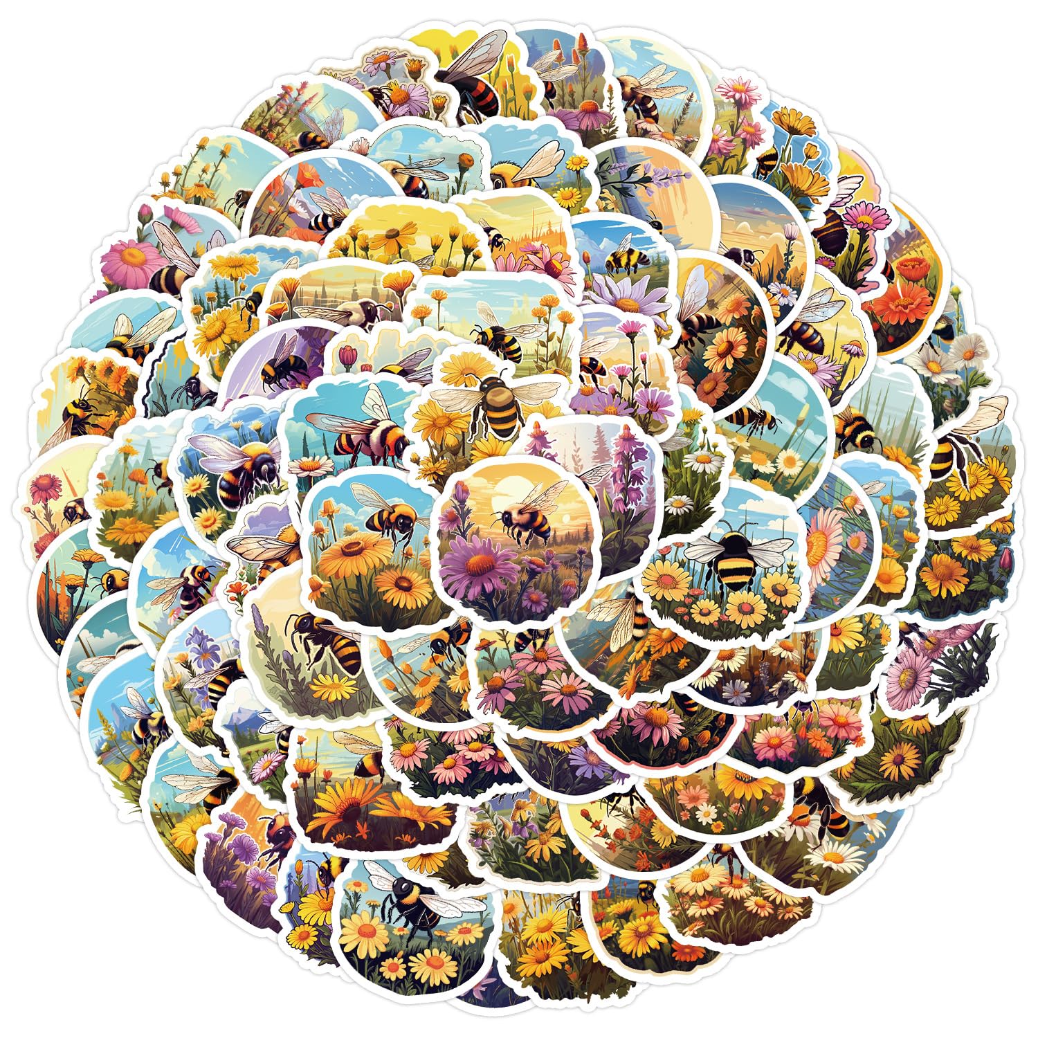 Bee Stickers for Laptop (100 PCS),Gift for Children Teens Adults Girl Boys,Waterproof Stickers for Water Bottle,Honeybee Vinyl Stickers for Scrapbook,Skateboard,Bike,Phone,Dairy