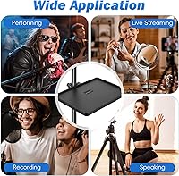 Vista 4 de Bandeja pequeña para micrófono, bandeja universal para micrófono, abrazadera de metal ajustable en el soporte de música, estante para hoja