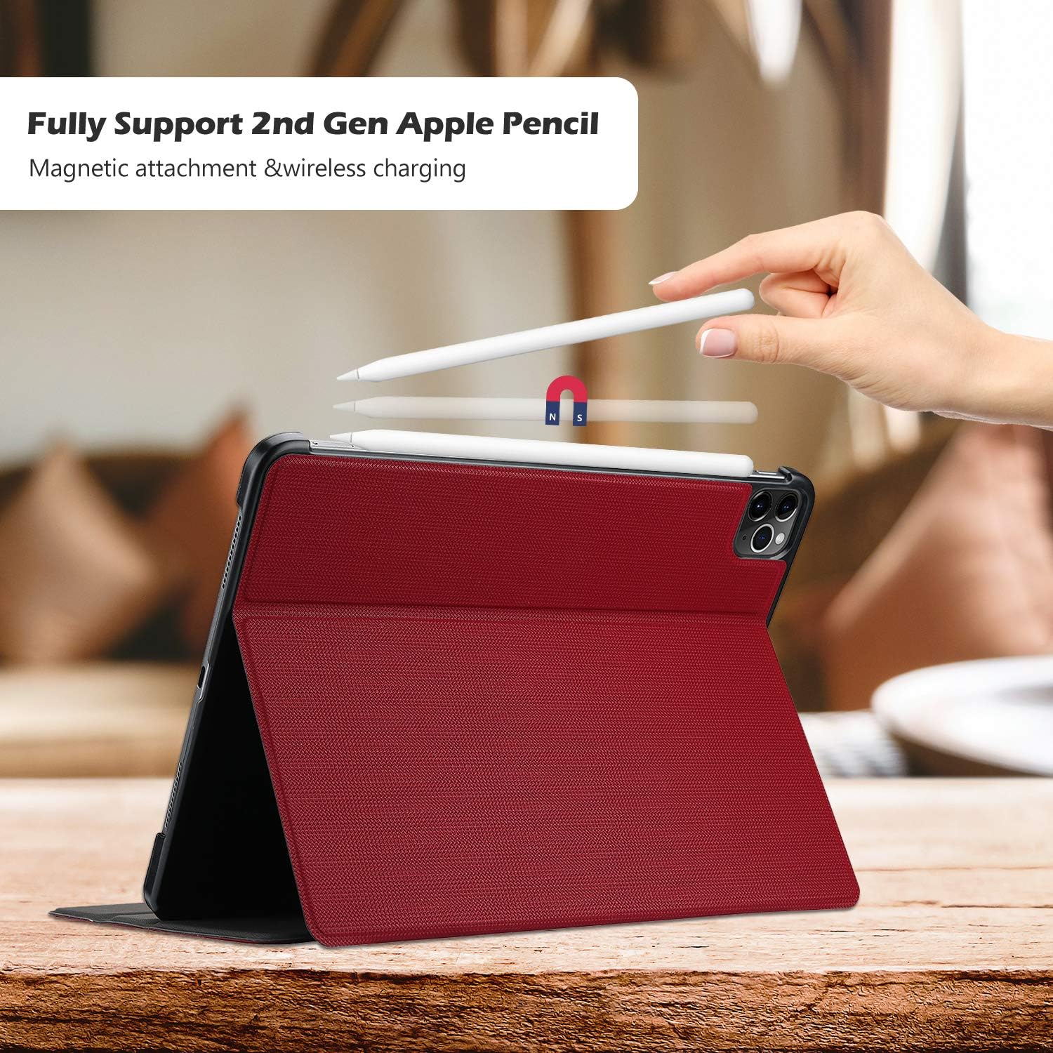 ProCase iPad Pro 12.9 Case 2020 & 2018, Slim Protective Folio Cover for iPad Pro 12.9” 4th Generation 2020 / iPad Pro 12.9" 3rd Generation 2018 -Red