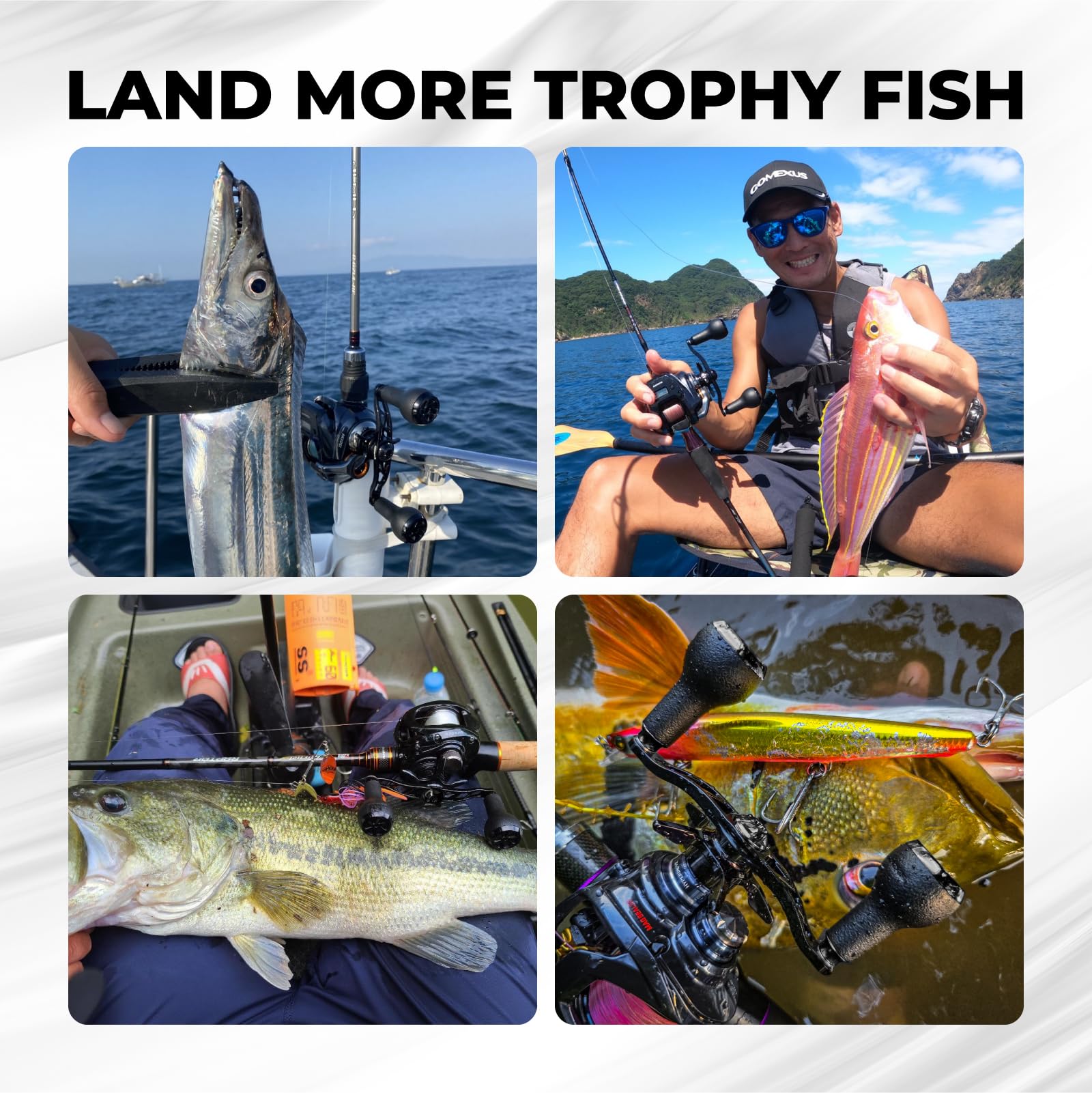 GOMEXUS Maniglia di alimentazione compatibile per Shimano SLX Tranx Daiwa Tatula Zillion Abu Garcia Revo 13 mulinello da pesca baitcasting parti di ricambio | Pesca alla spigola
