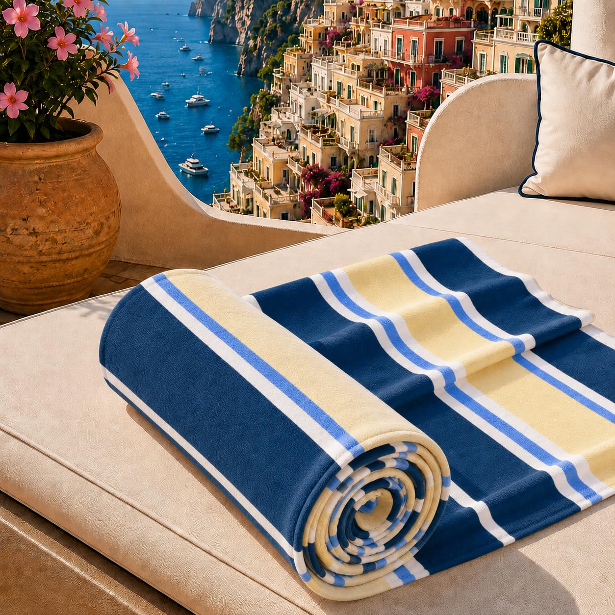 PETTI Artigiani Italiani - Microfibre Beach Towel, Beach or Pool Towel, Beach Towel, Large 90 x 180 cm, Millerighe 19