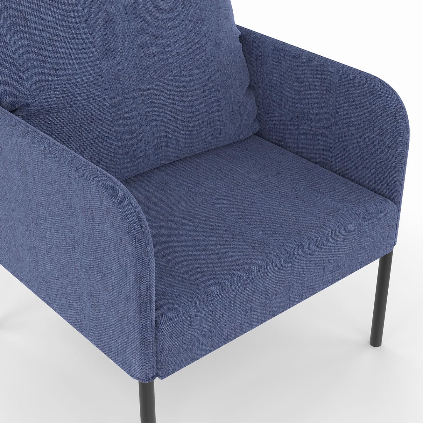 IDMarket - Sillón Auguste tejido azul, patas metálicas, color negro