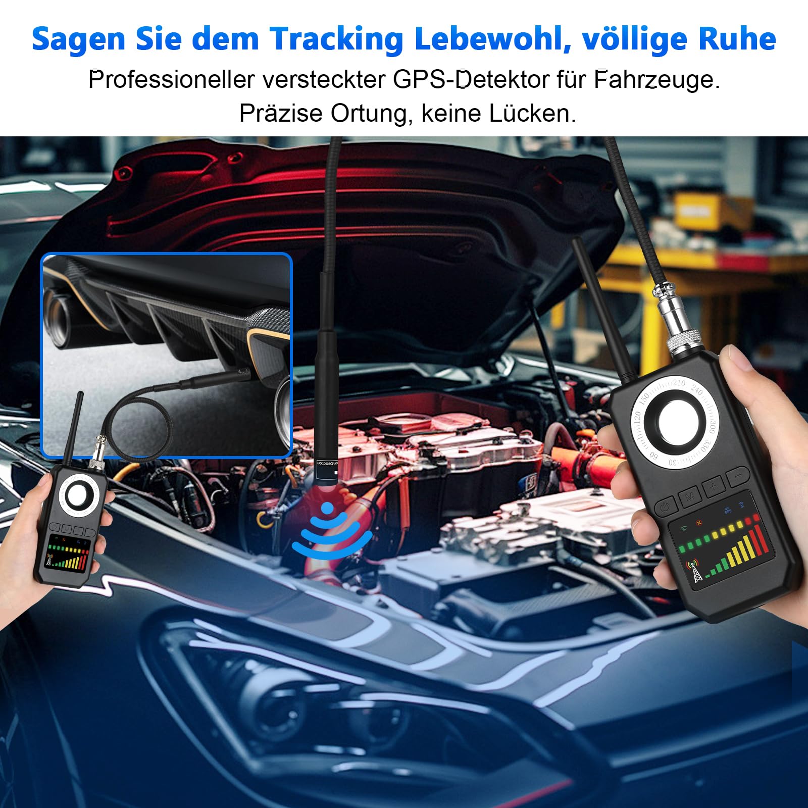 GPS Tracker Detektor, Wanzen Detektor - Wanzenfinder Versteckte Kamera Finder RF Signal Bug Detector Anti Spy Anti-Aufnahme Detektoren für Abhörgeräte Funkkameras für Hotel Heim Büro Reisen