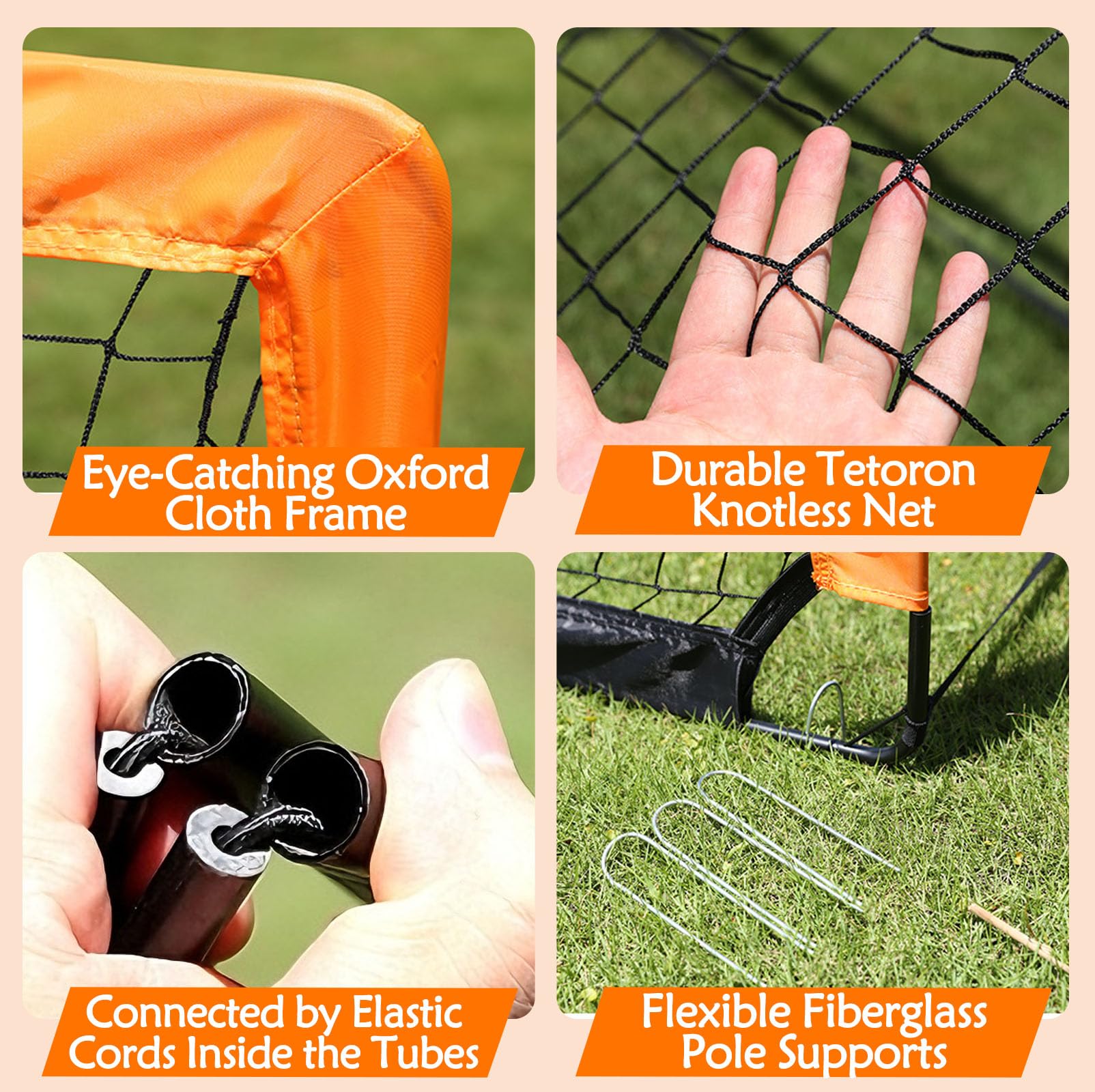 2 Pcs Portería Fútbol Adolescentes con Balón Tamaño 3, Bomba, 6 Conos y Bolsa de Transporte, Porterías de Fútbol Pop-Up Plegable, Kit Entrenamiento Futbol Portátil para Jardín, Playa,Exterior,Interior