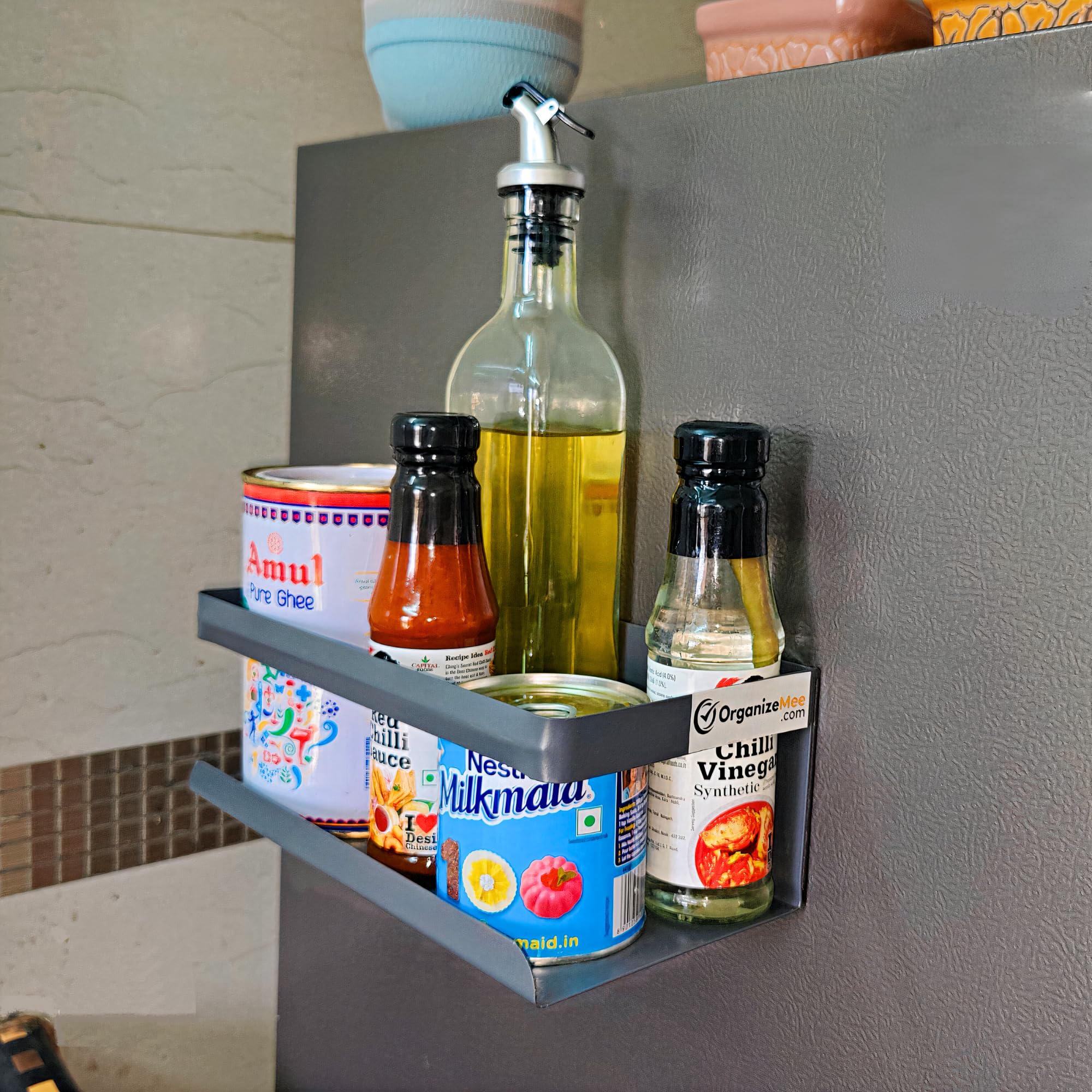 OrganizeMee Kitchen Organizer Storage Spice Magnetic Rack, Decorate Your Fridge,Washing Machine & Microwave Oven with Magnetic Metal Fridge Side Rack Organiser Rack Shelf(Grey Large)-SET2 (B0C6TR7VLD) Amazon Price History, Amazon Price Tracker
