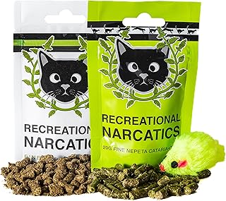 Recreational Narcatics All Natural Pelletized Catnip Combo, Fine Nepeta Cataria Stimulates, Excites, and Boosts Curiosity, Benefits Play and Reduces Anxiety in Cats