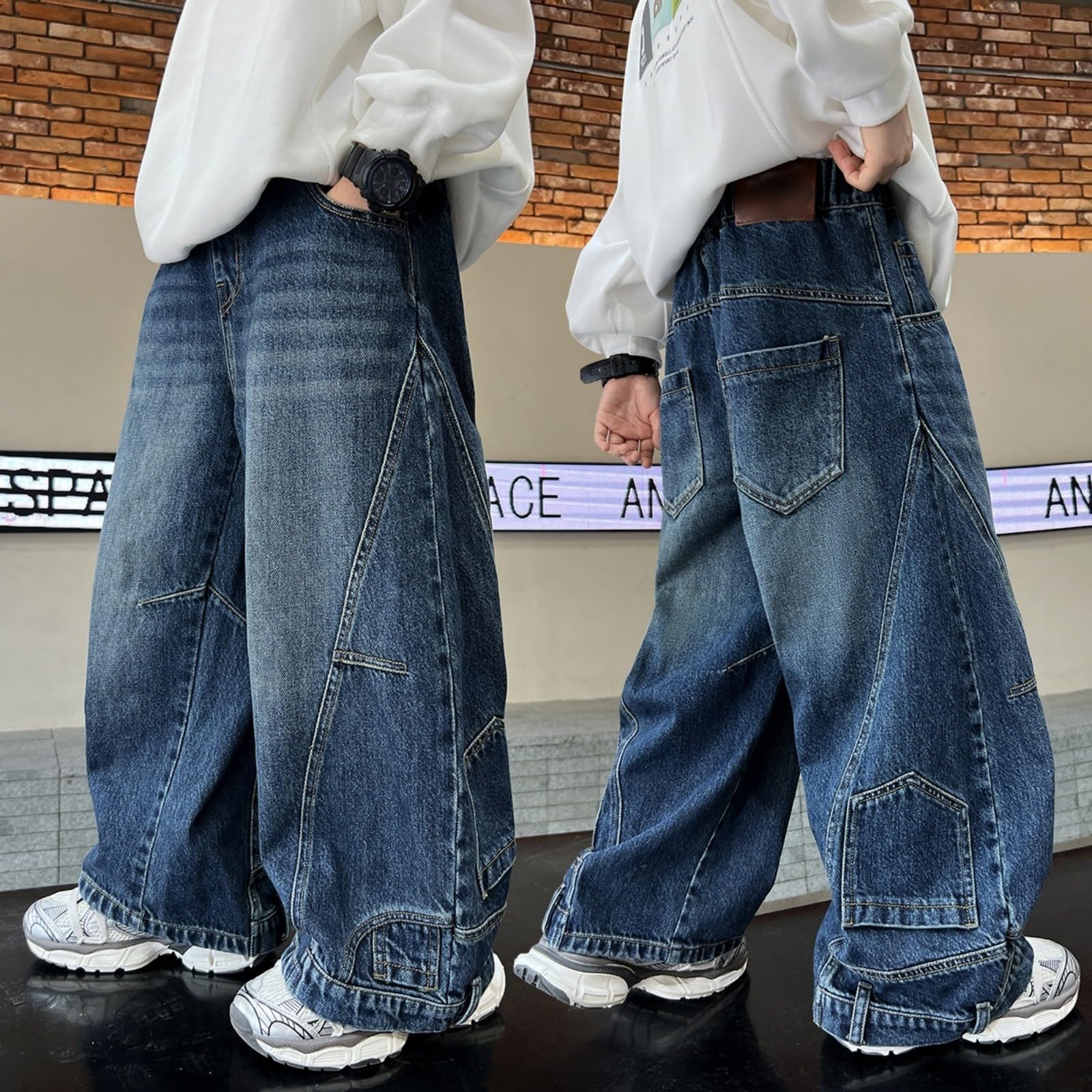 Vaqueros para Niño, Pantalones Cargo con Cintura Elástica y Corte Regular para Niños de 4 a 12 Años