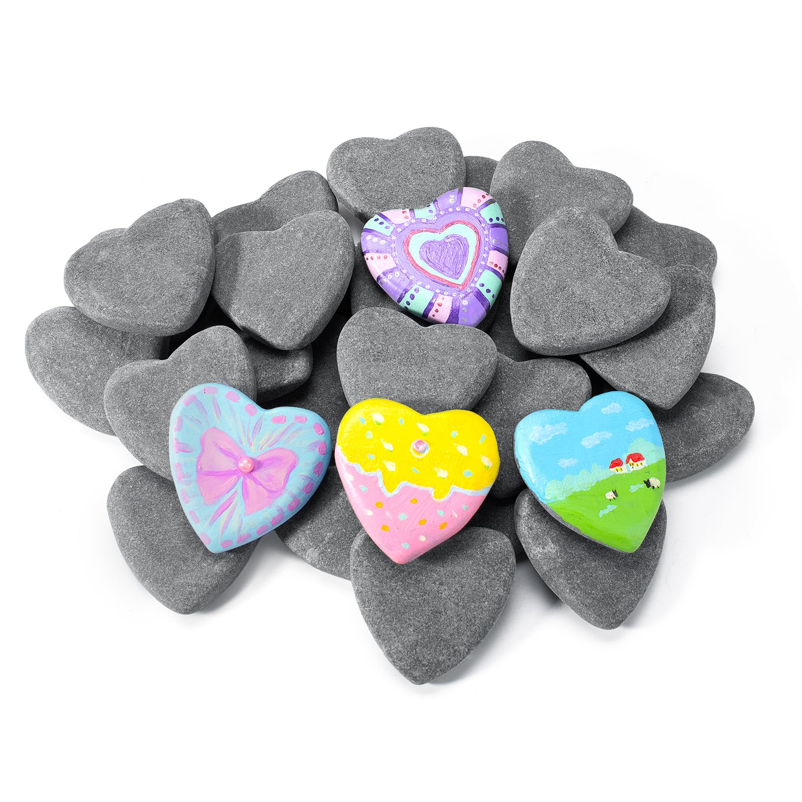 Amazon.com: Simetufy 15 Pcs Heart-Shaped Rocks for Painting, 2in