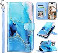 Vista 28 de ULAK Funda tipo cartera compatible con iPhone 15 Pro Max con soporte para tarjetas, diseño de piel sintética con función atril [bloqueo RFID]