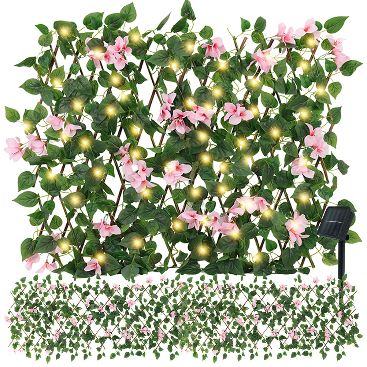 Buy Expandable Fence Privacy Screen with Solar Light,40x200CM Expanding