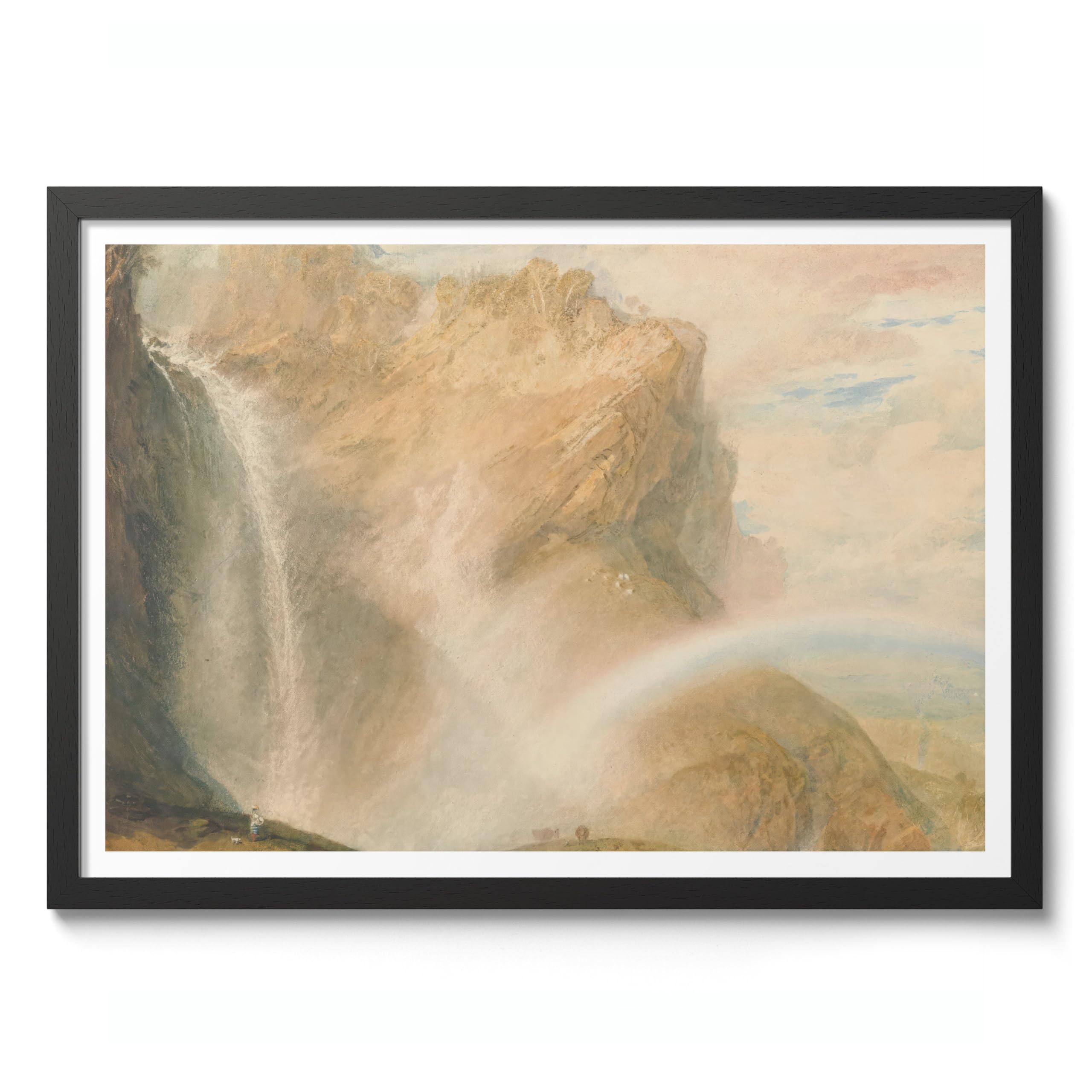 Upper Fall Of The Reichenbach Joseph Mallord William Turner Print, Classic Art Painting Print, Romanticism Art Exhibition Wall Art, Vintage Home Decor Picture, A4 (Black Frame) - 32.7x24.1cm โ image 1