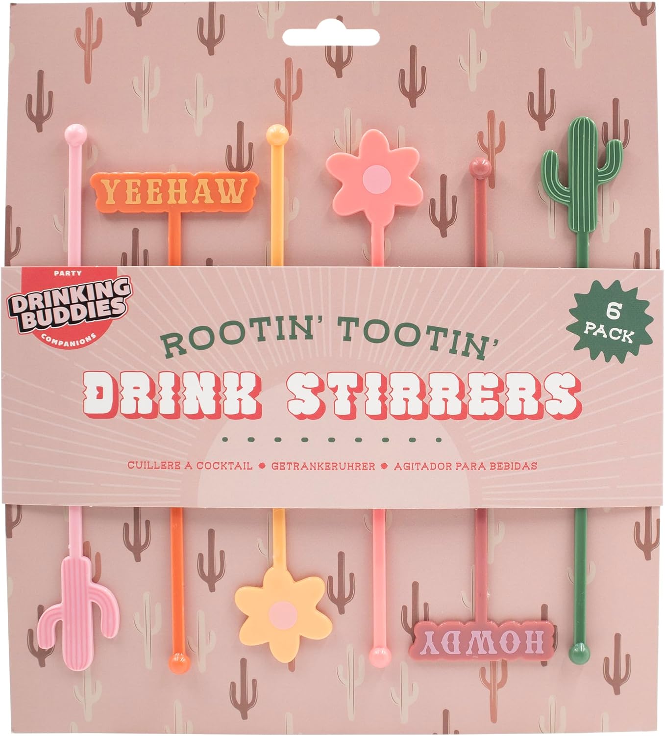 NPW Drinking Buddies Rootin' Tootin' Drink Stirrers Set of 6, Cowboy Bachelorette Drink Stirrer Swizzle Sticks, Cocktail Mixing Drink Stirrer | Bachelorette Party Favors, Bach Party Supplies., Large