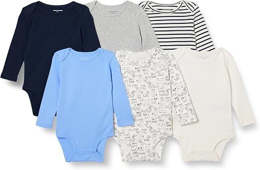 Amazon Essentials Amazon Essentials Lot de 6 Bodys Manches Longues en Coton pour Bébé