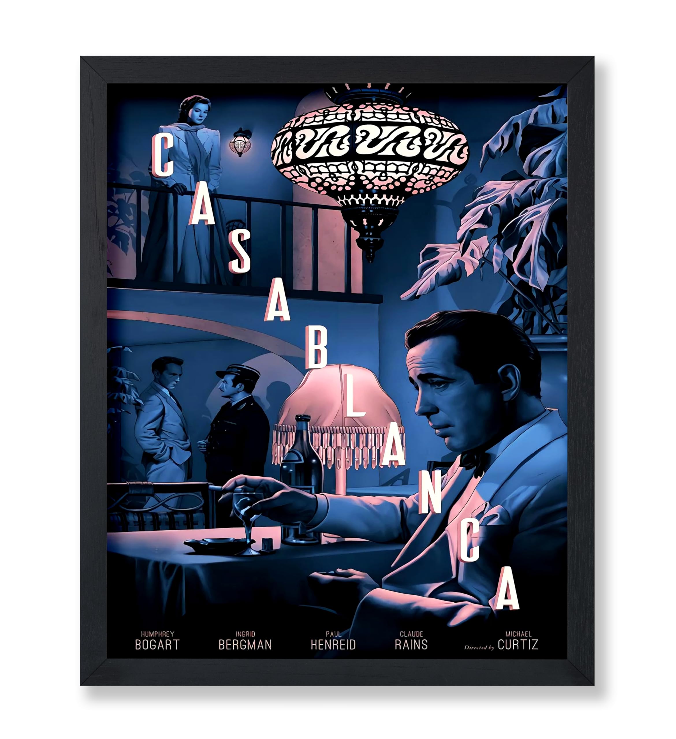 Poster MasterVintage Casablanca Movie Poster - Retro Casablanca Print - Cinema Art - Classic Gift for Him, Her, Movie Fans - Wall Decor for Home Theater, Office, Living Room -8x10 UNFRAMED Wall Art