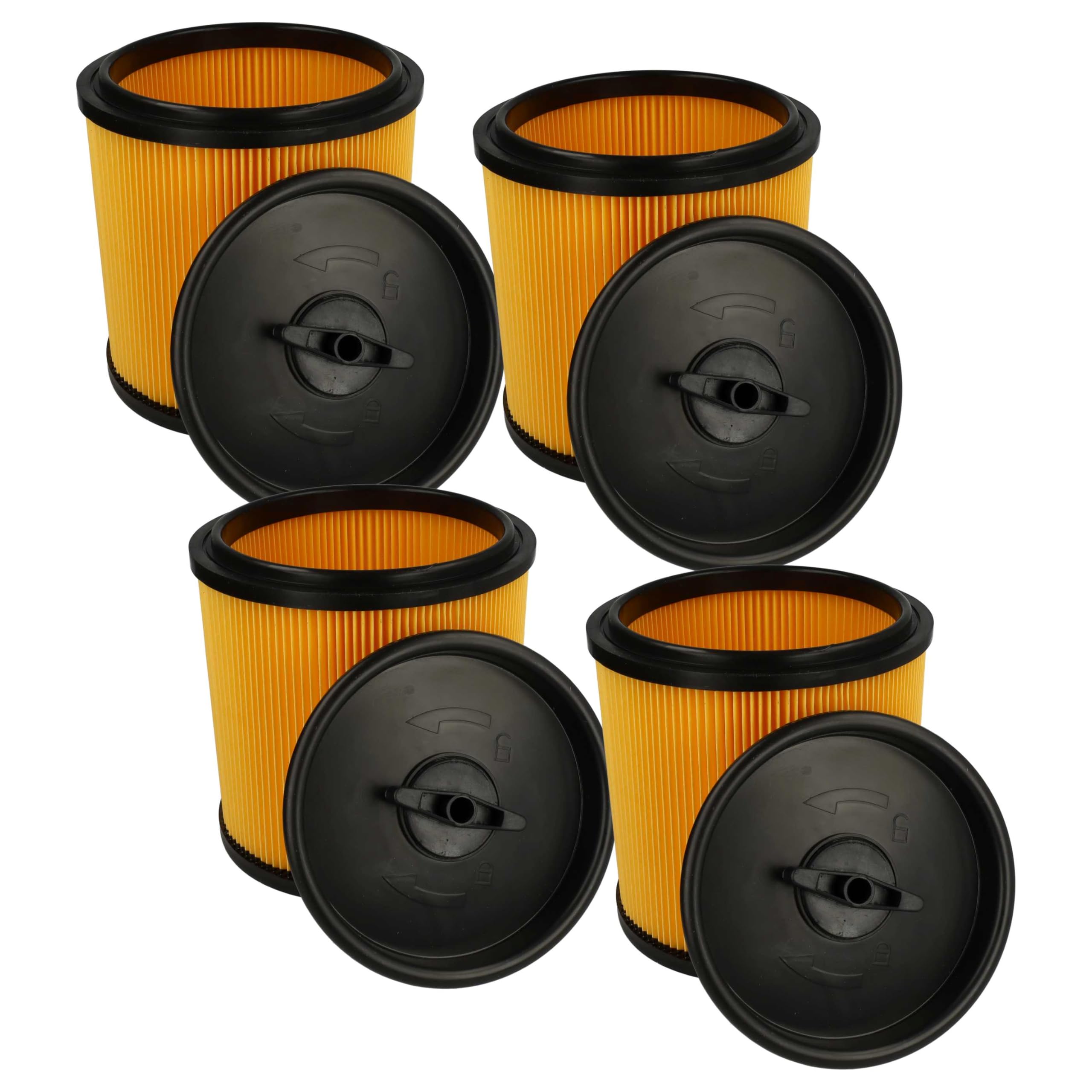 vhbw 4x Filtro plisado compatible con Vacmaster VQ1530SFDC-03, VQ1220SC, VQ1220PFC-03, VQ1220PFC, VWM1218R aspiradora - amarillo negro