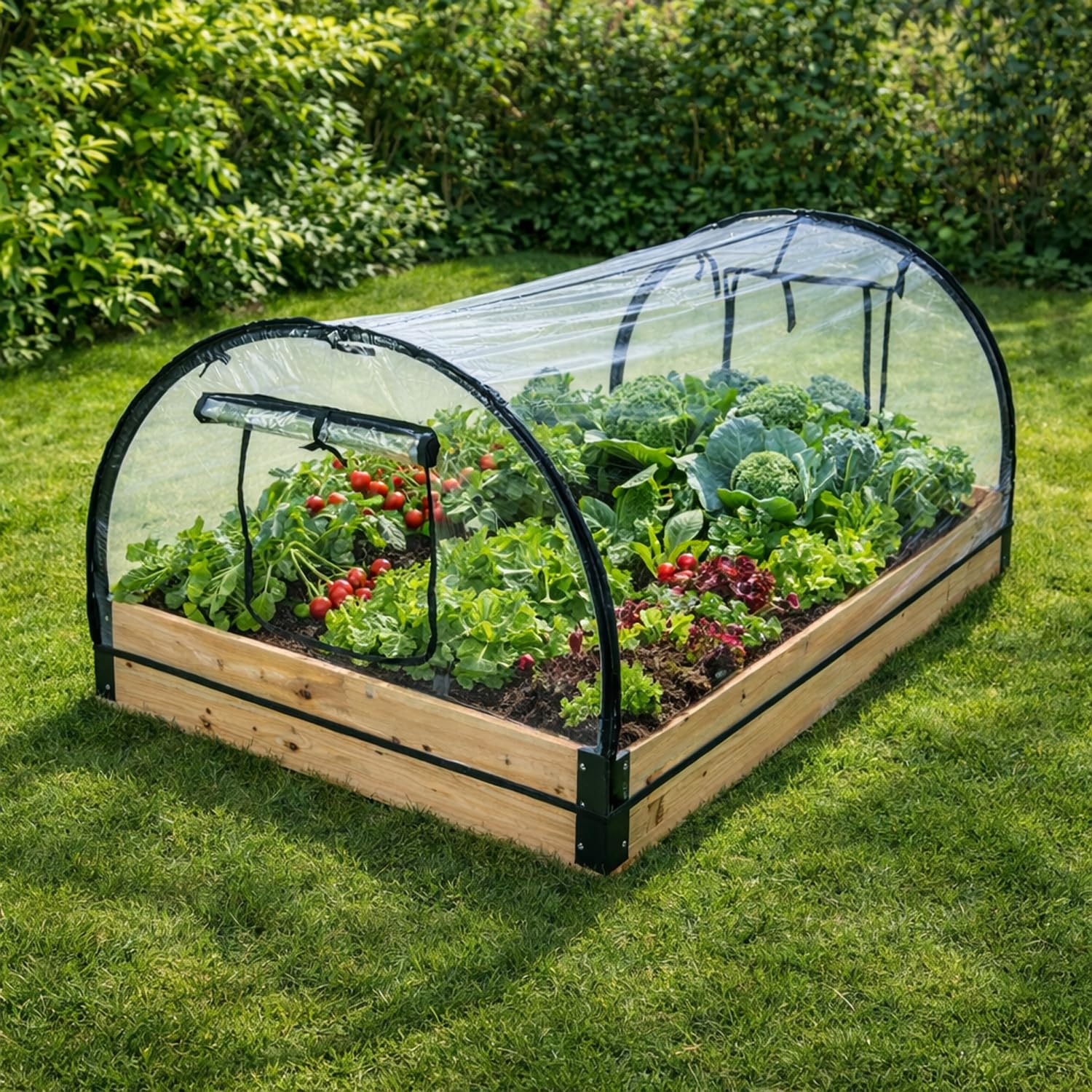 Serre XXL avec cadre en bois 120 x 80 x 50 cm